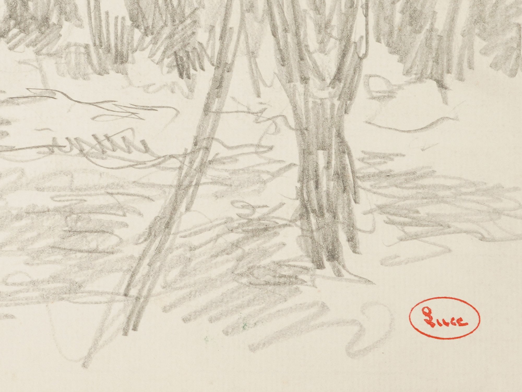 FRENCH STUDY PENCIL PAINTING BY MAXIMILIEN LUCE PIC-3