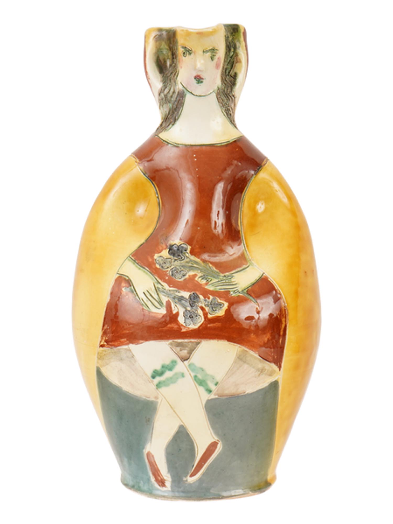 MODERN HAND PAINTED POTTERY VASE BY PIERRE ROULOT PIC-1