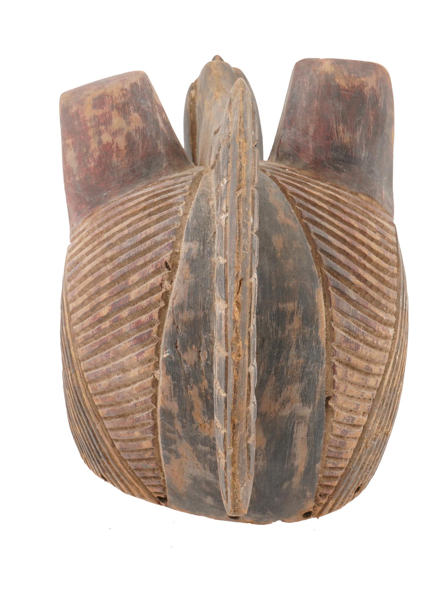 AFRICAN HAND CARVED WOODEN ZOOMORPHIC BIRD MASK PIC-2