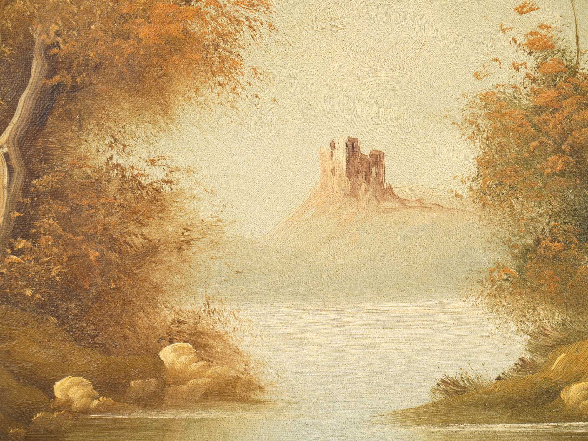 ANTIQUE OIL PAINTING ROMANTIC LANDSCAPE PIC-1