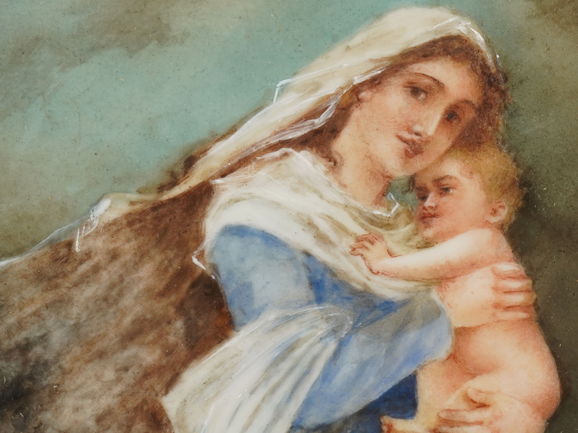 MADONNA AND CHILD BY ESTHER MCCRACKEN PORCELAIN PLAQUE PIC-1