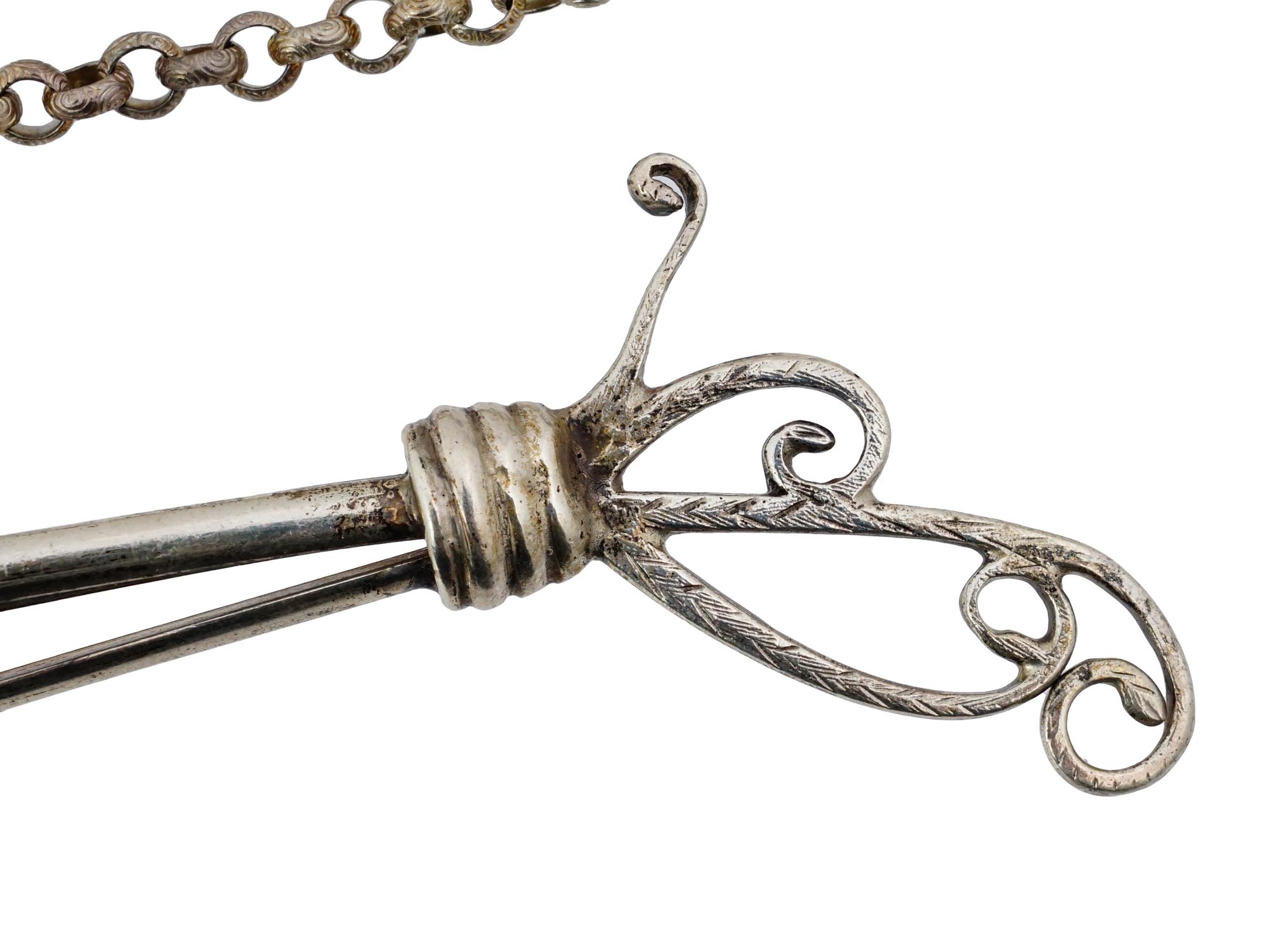 ANTIQUE STERLING SILVER CHATELAINE SKIRT LIFTER PIC-7