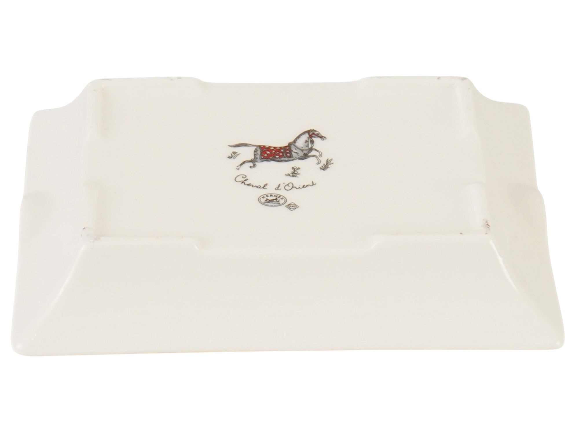 HERMES PARIS CHEVAL D ORIENT HORSE PORCELAIN ASHTRAY PIC-3