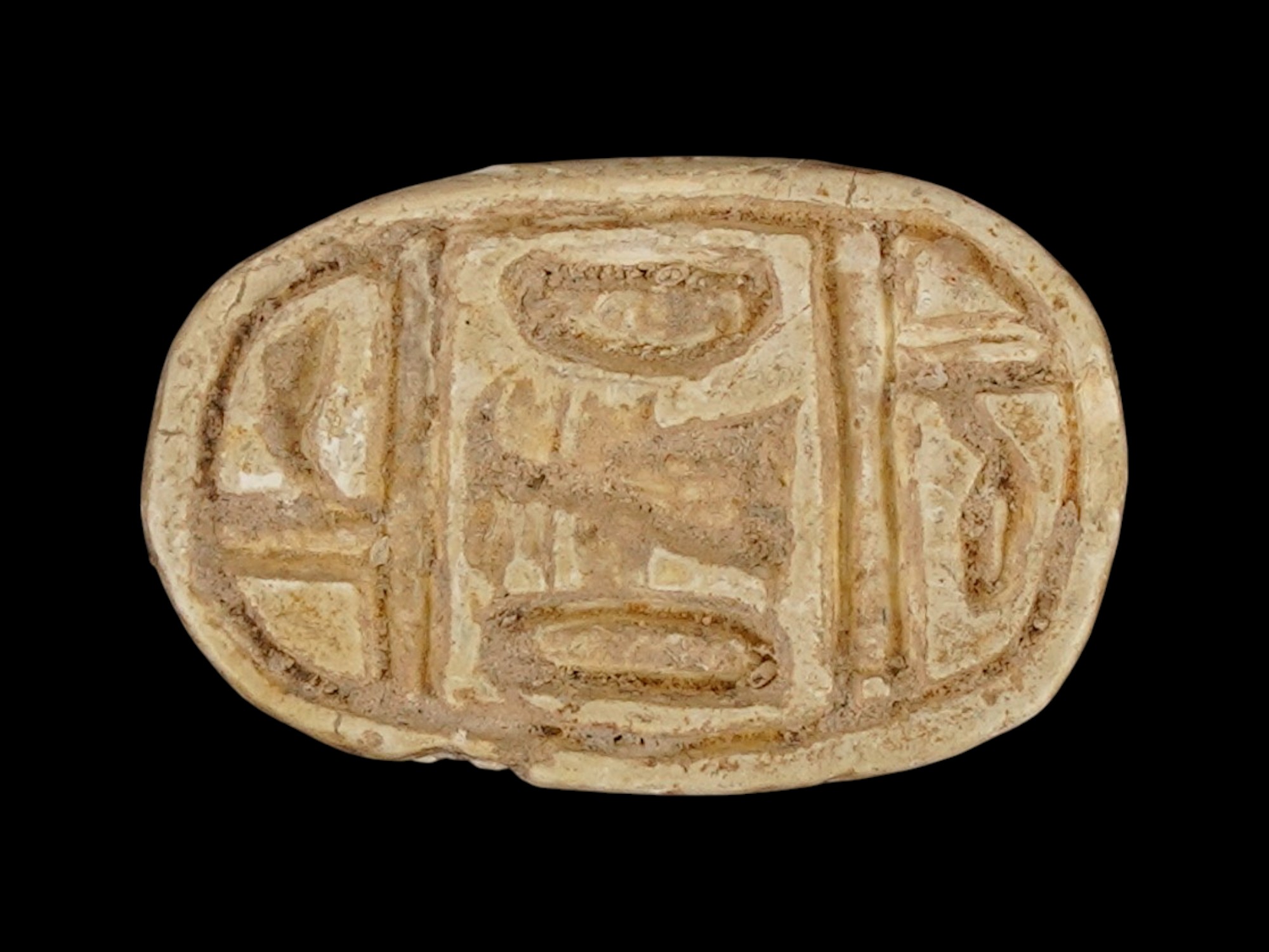 ANCIENT EGYPTIAN LATE PERIOD STEATITE SCARAB BEAD PIC-1