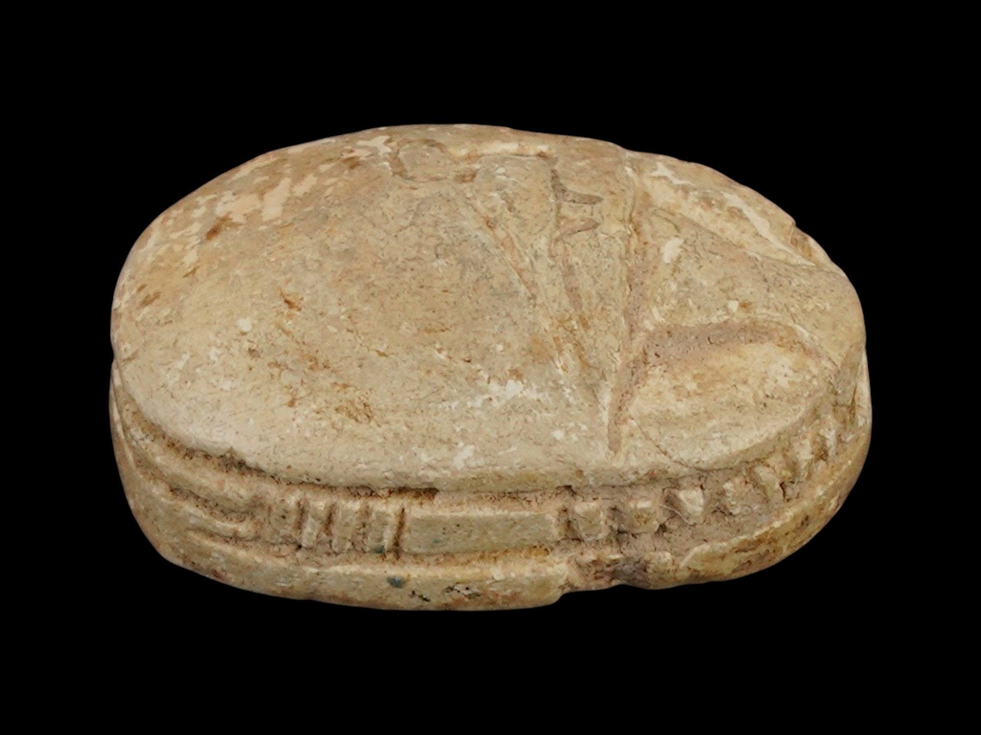 ANCIENT EGYPTIAN LATE PERIOD STEATITE SCARAB BEAD PIC-3