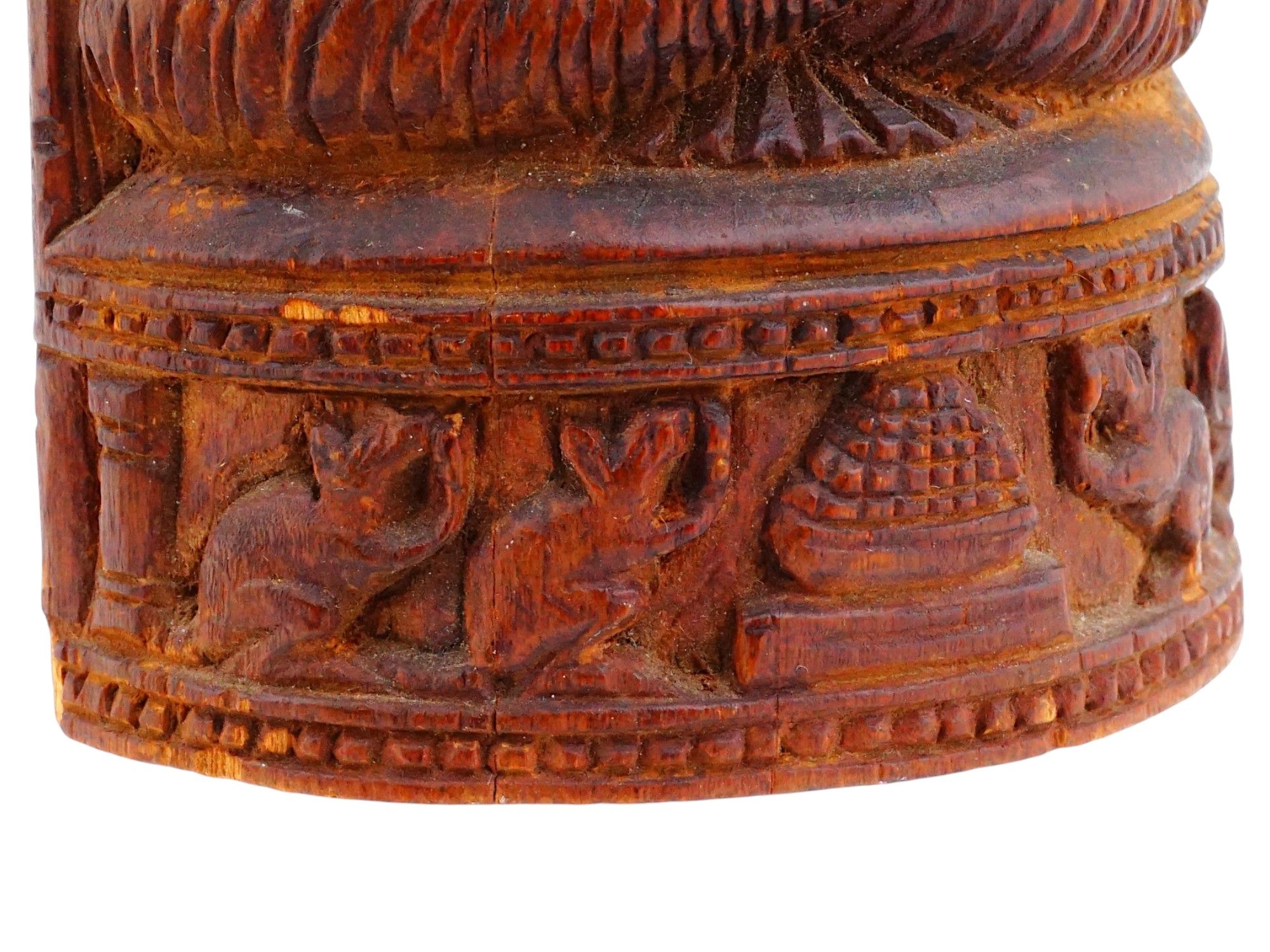 VINTAGE INDIAN CARVED WOOD WALL PANEL W GANESHA PIC-8