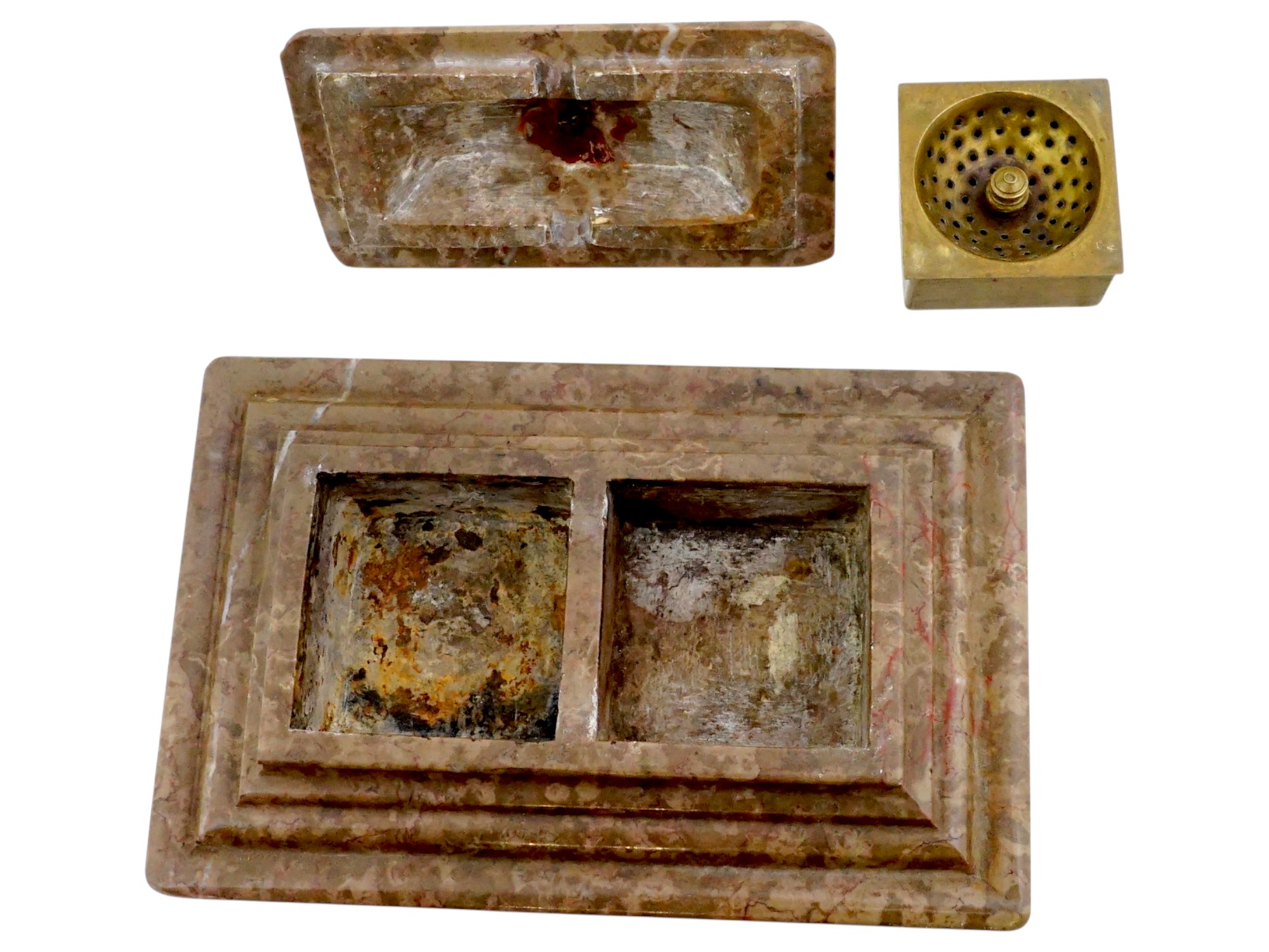ANTIQUE ITALIAN NEOCLASSICAL GRAND TOUR MARBLE INKWELL PIC-7