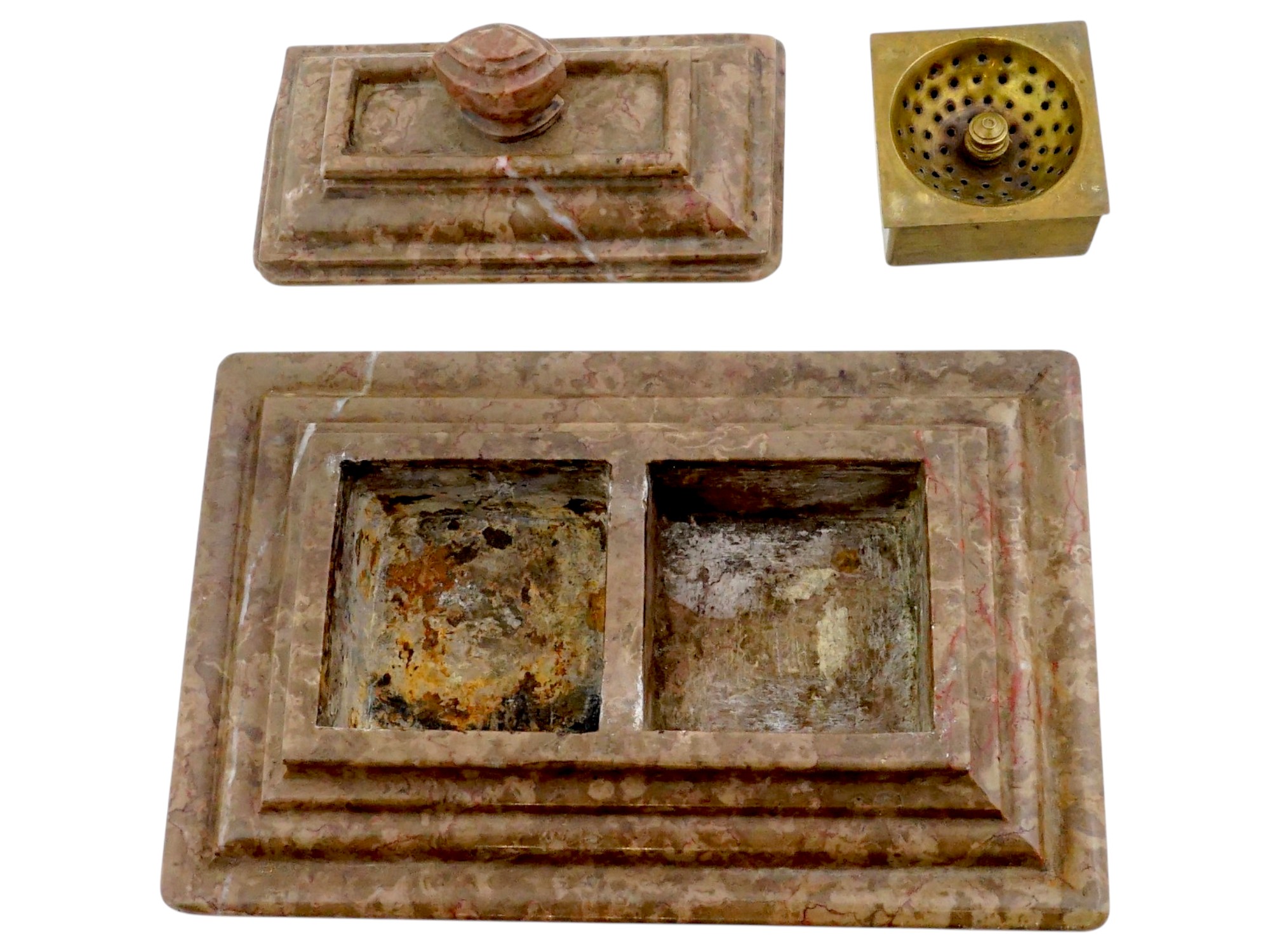 ANTIQUE ITALIAN NEOCLASSICAL GRAND TOUR MARBLE INKWELL PIC-6