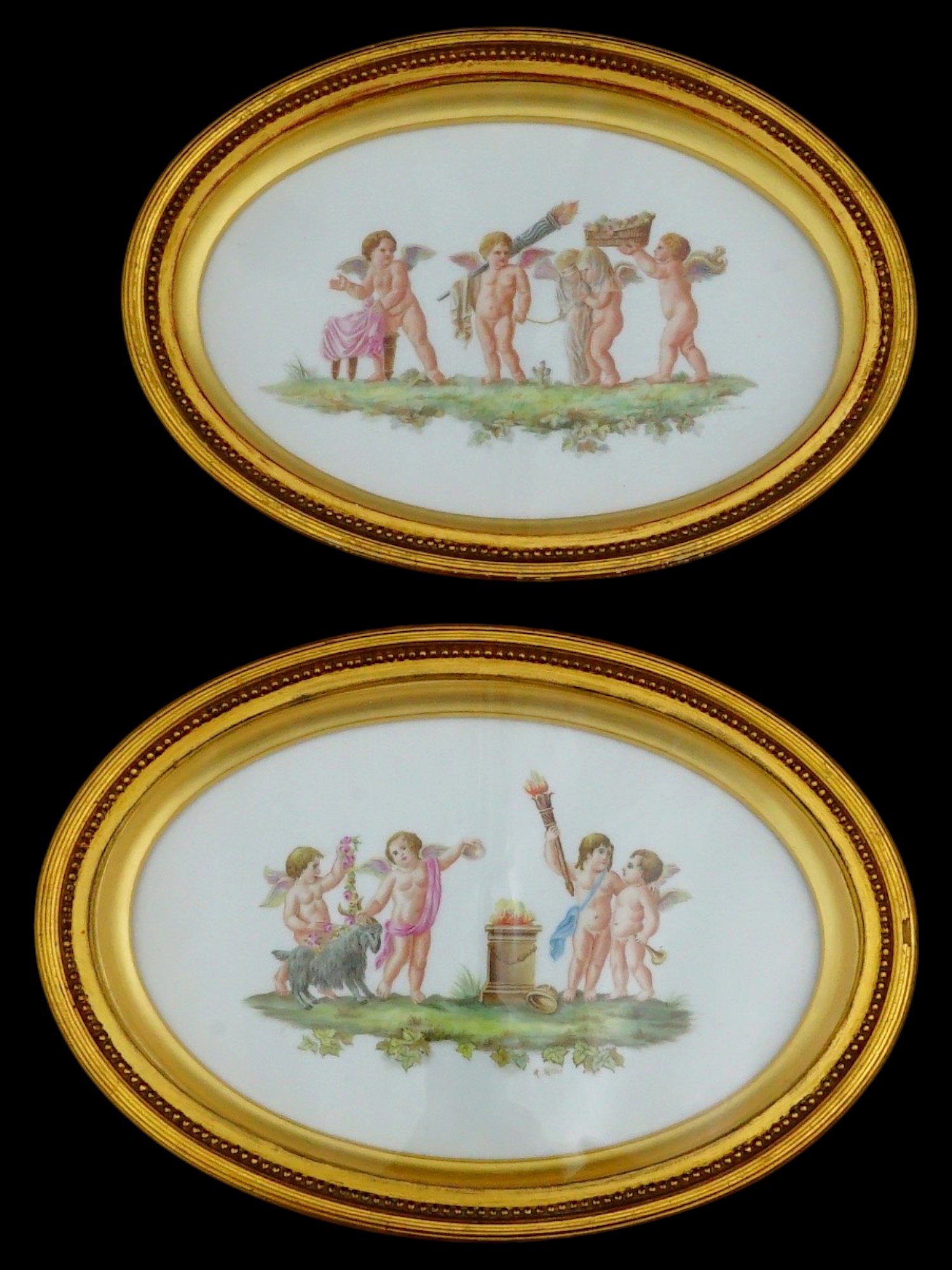 PAIR OF ANTIQUE PORCELAIN PLAQUES BY WEDGWOOD PIC-