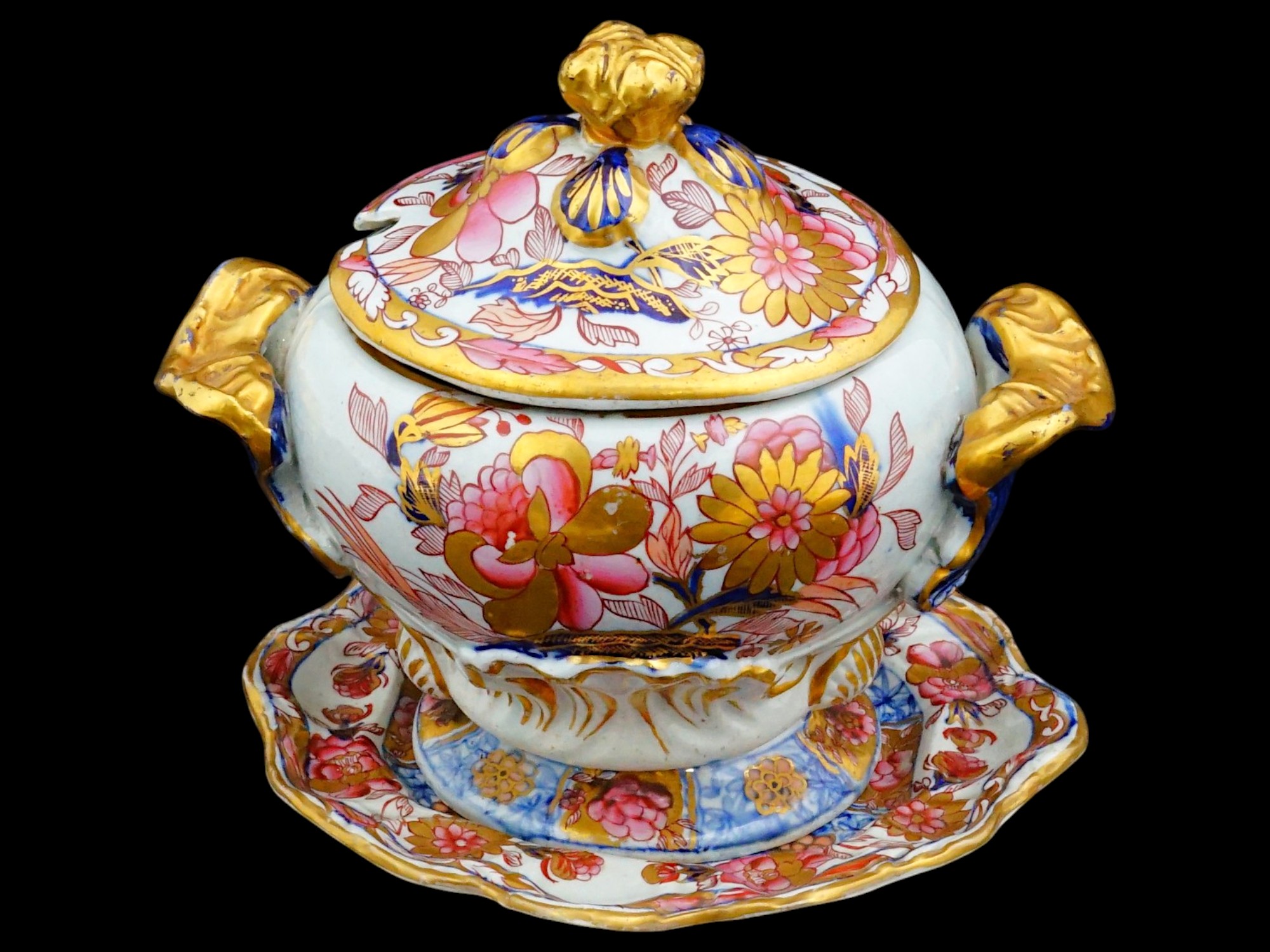 EARLY 19TH CEN ENGLISH PORCELAIN SAUCE TUREEN SET PIC-1