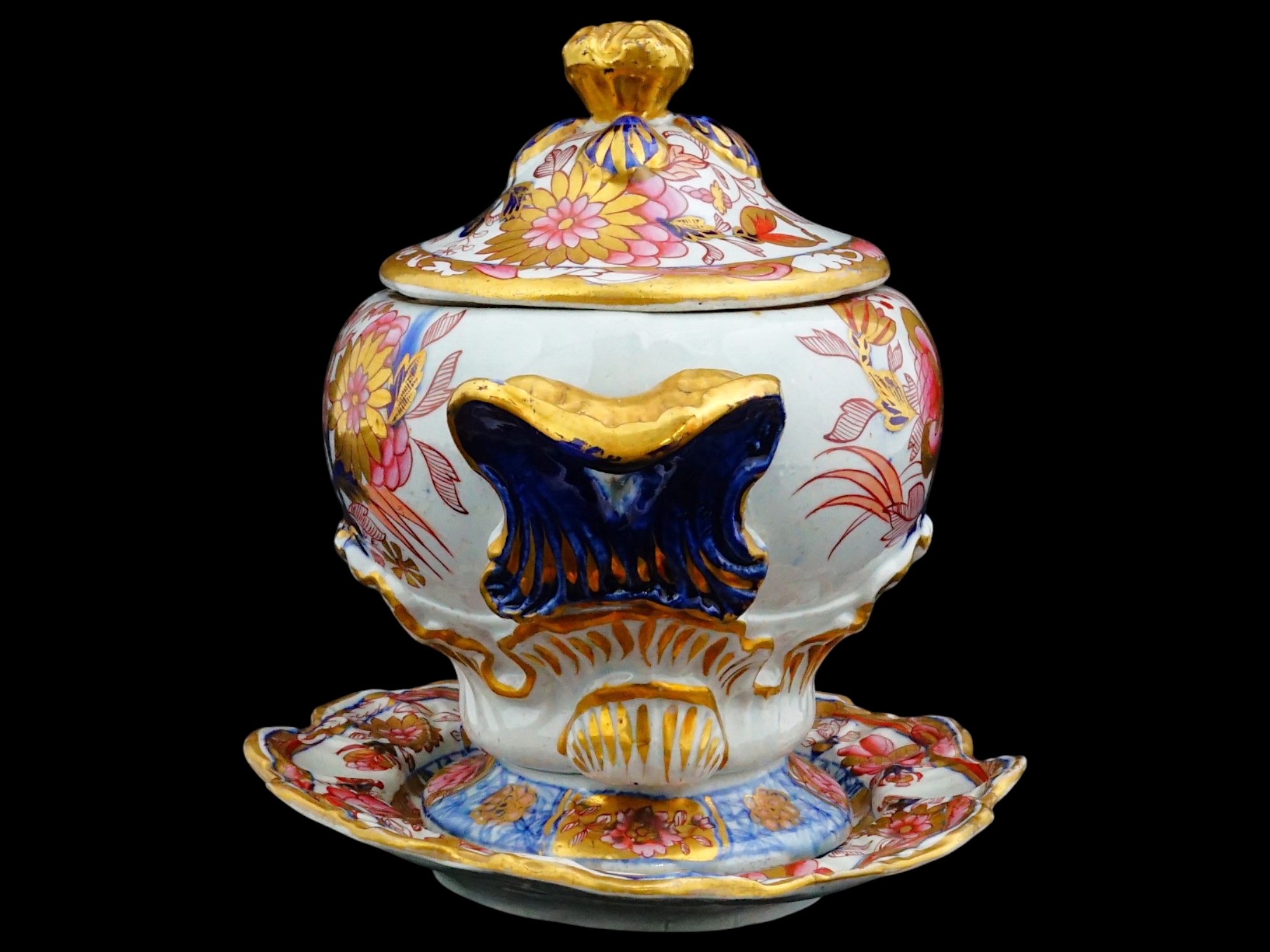 EARLY 19TH CEN ENGLISH PORCELAIN SAUCE TUREEN SET PIC-2
