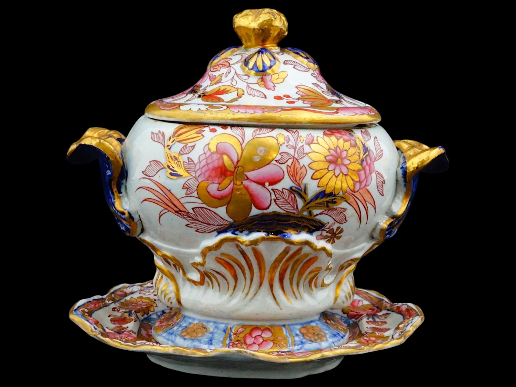 EARLY 19TH CEN ENGLISH PORCELAIN SAUCE TUREEN SET PIC-3