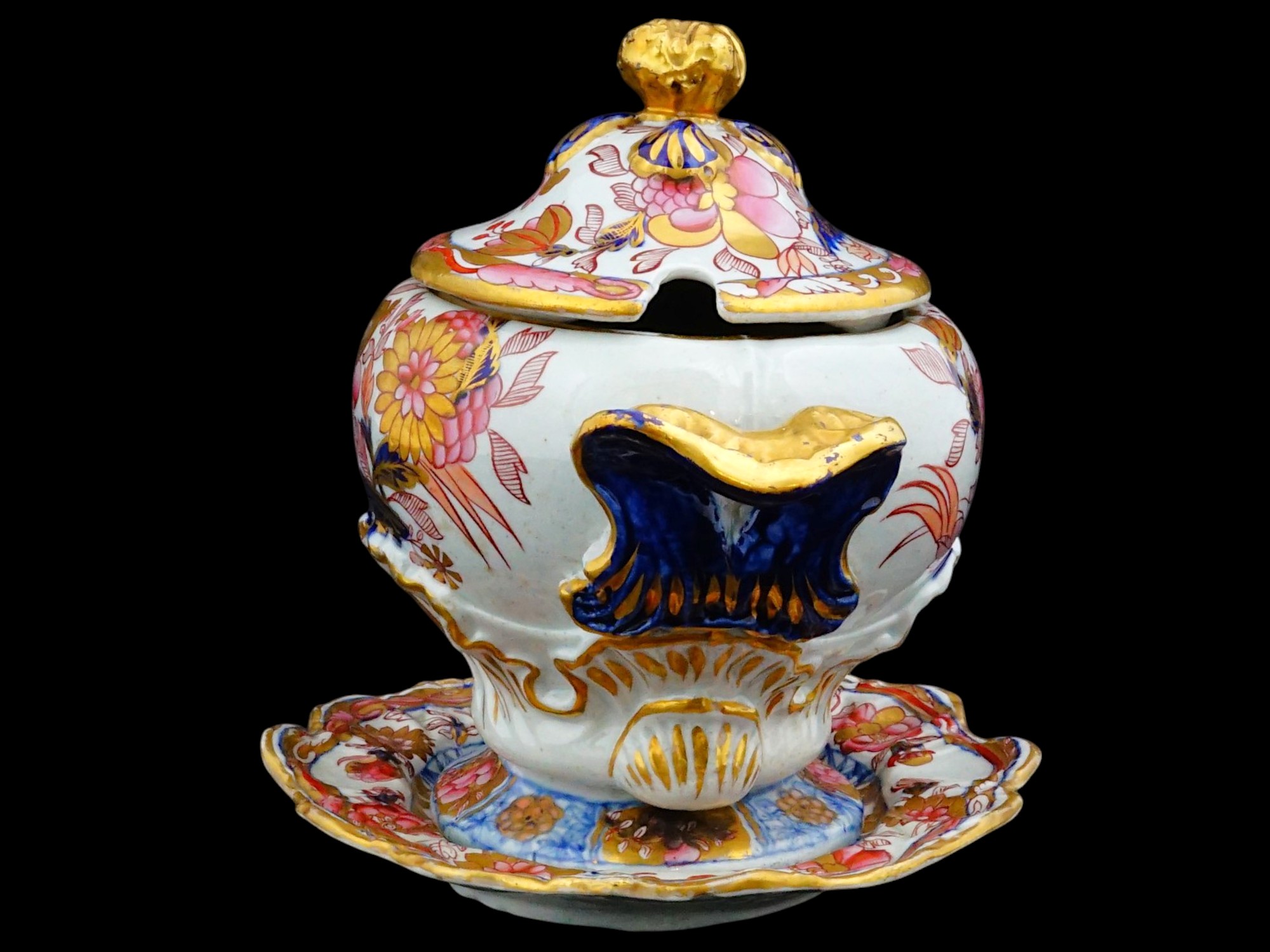 EARLY 19TH CEN ENGLISH PORCELAIN SAUCE TUREEN SET PIC-4