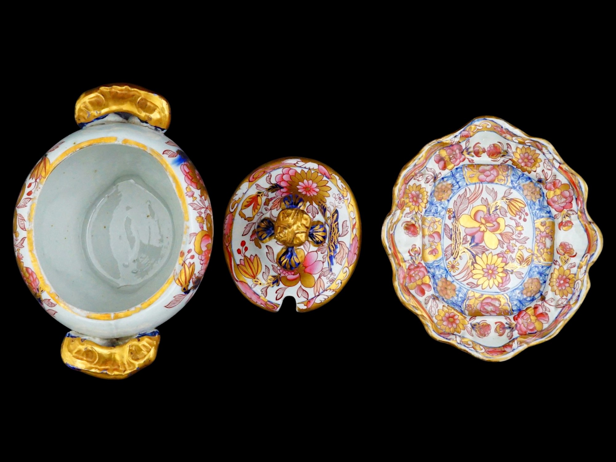 EARLY 19TH CEN ENGLISH PORCELAIN SAUCE TUREEN SET PIC-6
