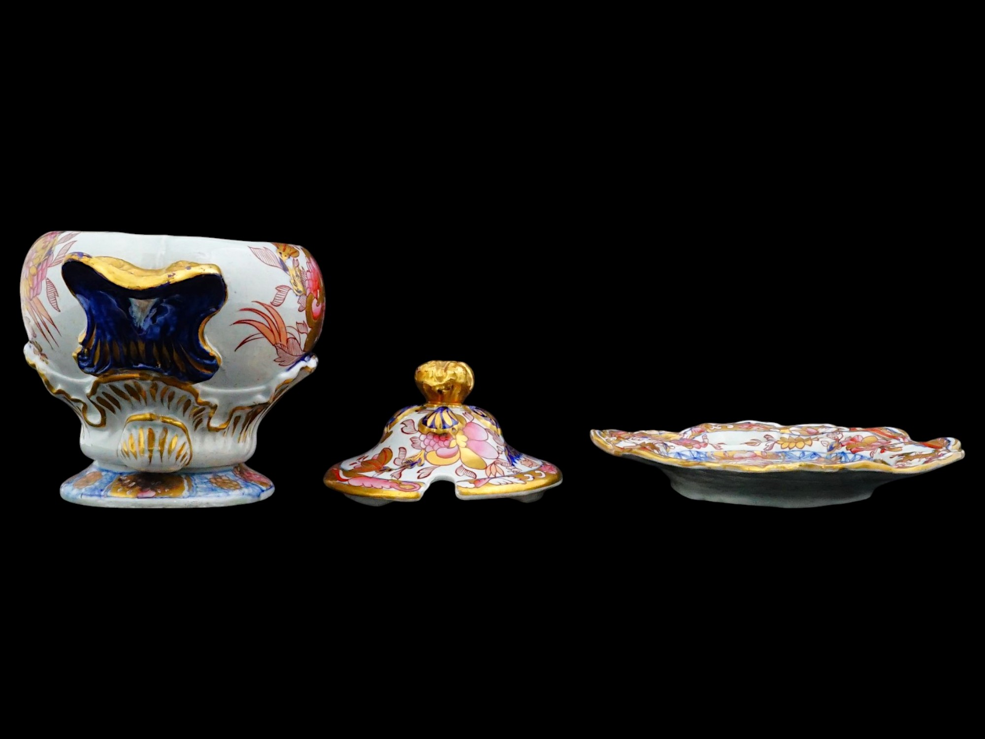 EARLY 19TH CEN ENGLISH PORCELAIN SAUCE TUREEN SET PIC-5