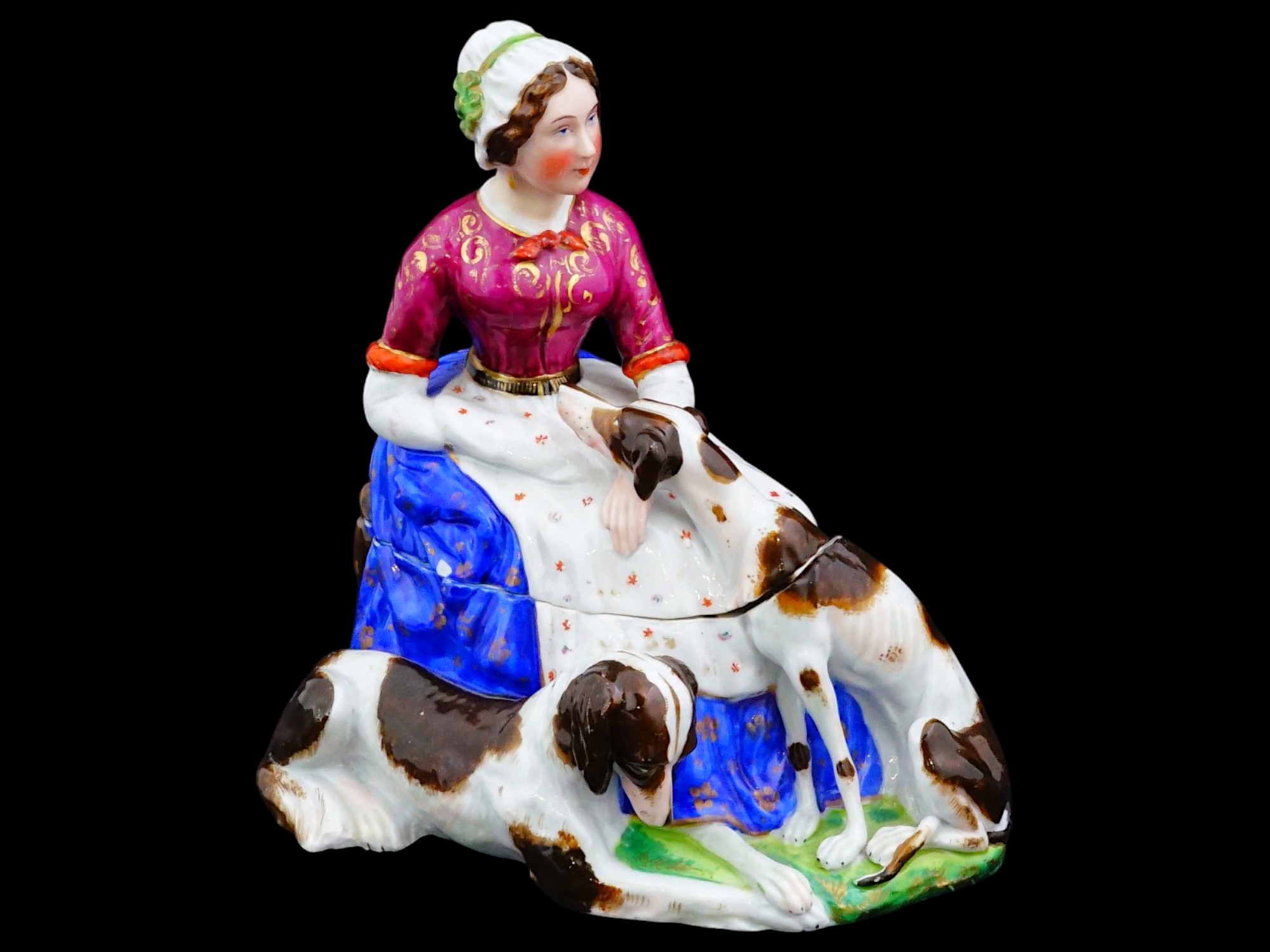 ANTIQUE VIEUX PARIS STYLE FIGURAL PORCELAIN INKWELL PIC-