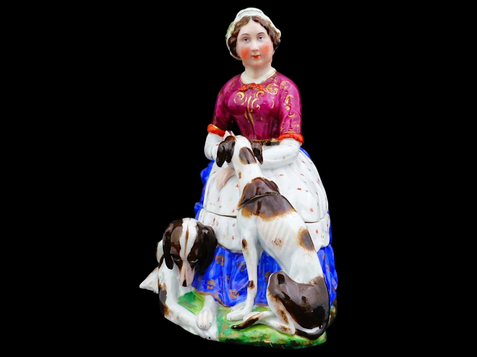 ANTIQUE VIEUX PARIS STYLE FIGURAL PORCELAIN INKWELL PIC-2