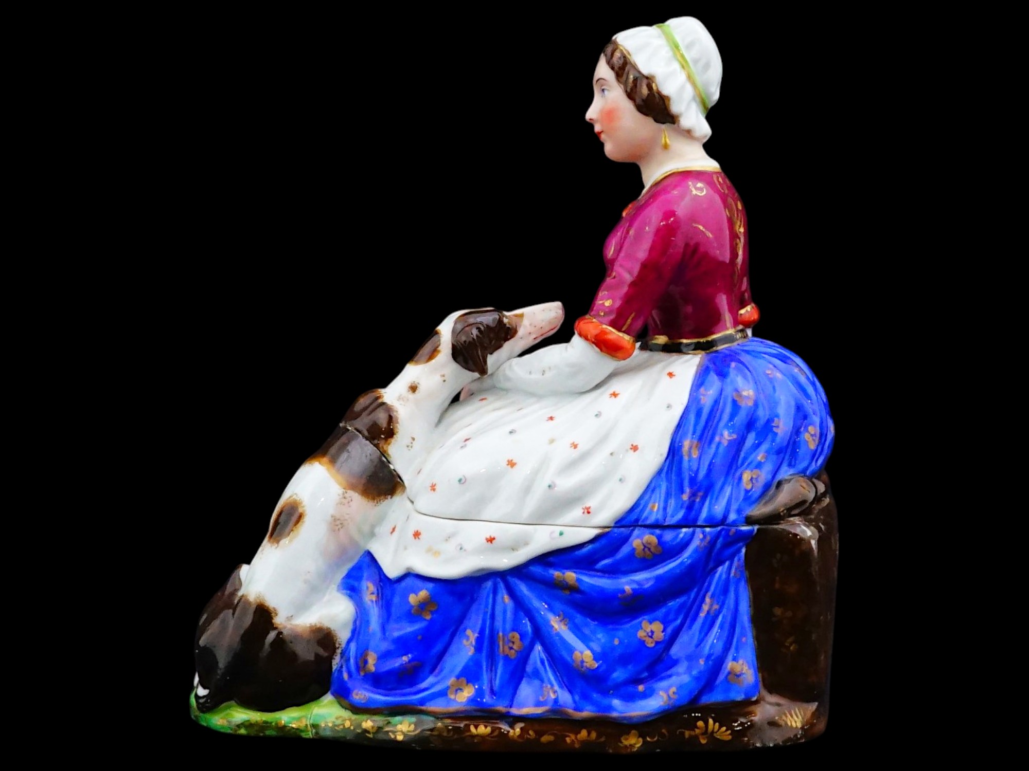 ANTIQUE VIEUX PARIS STYLE FIGURAL PORCELAIN INKWELL PIC-3
