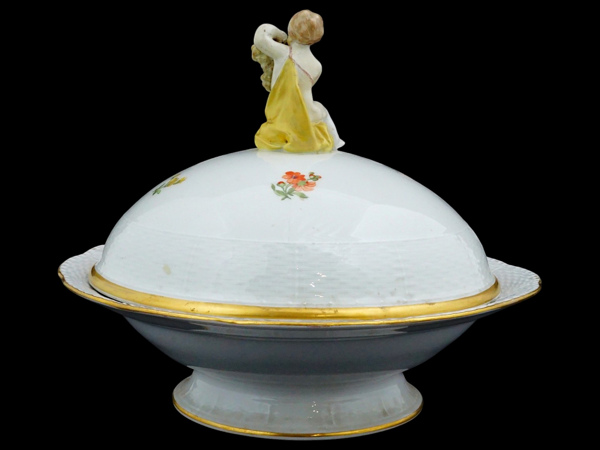 ANTIQUE GERMAN KPM BERLIN PORCELAIN VEGETABLE TUREEN PIC-2