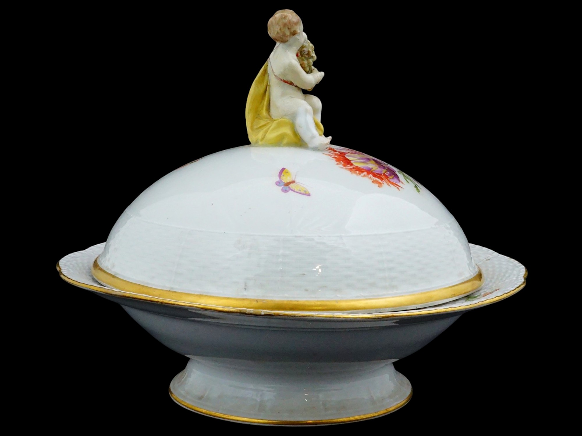 ANTIQUE GERMAN KPM BERLIN PORCELAIN VEGETABLE TUREEN PIC-3