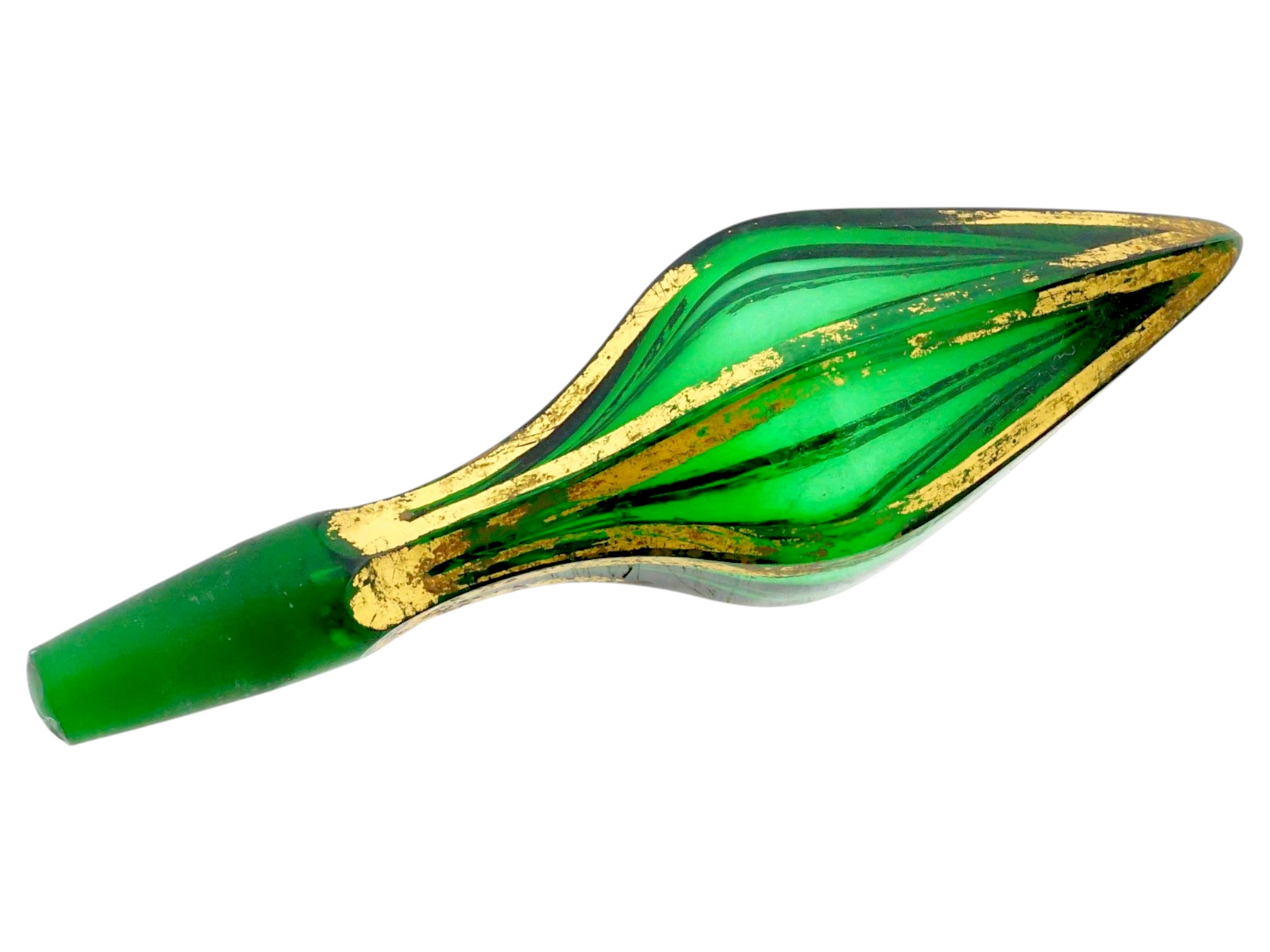 ANTIQUE BOHEMIAN GREEN GLASS WINE DECANTER WITH STOPPER PIC-7
