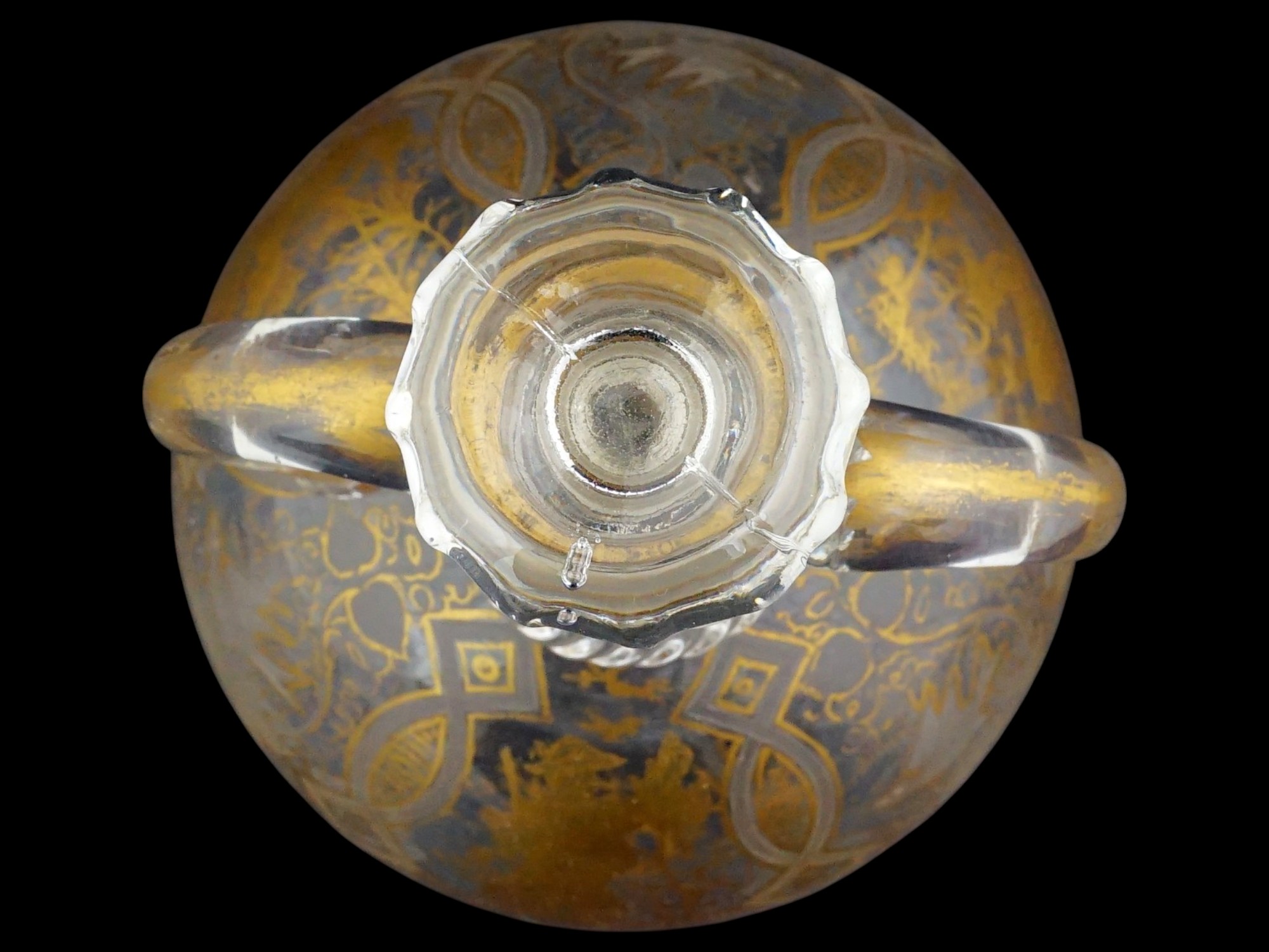MAMLUK REVIVAL STYLE GILDED GLASS PITCHER W STOPPER PIC-5