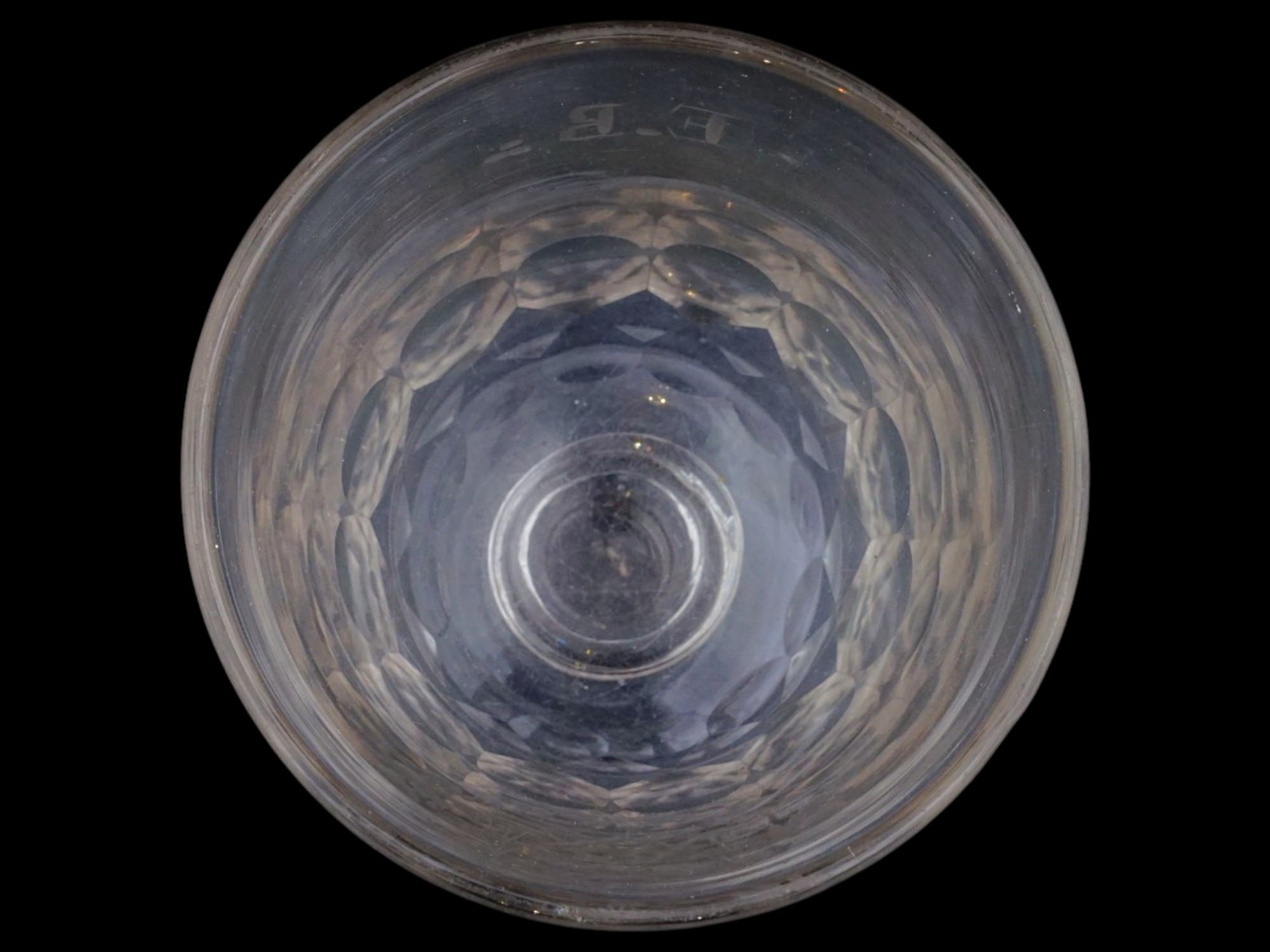 MASONIC ETCHED INITIALS CLEAR GLASS WINE GOBLET PIC-5