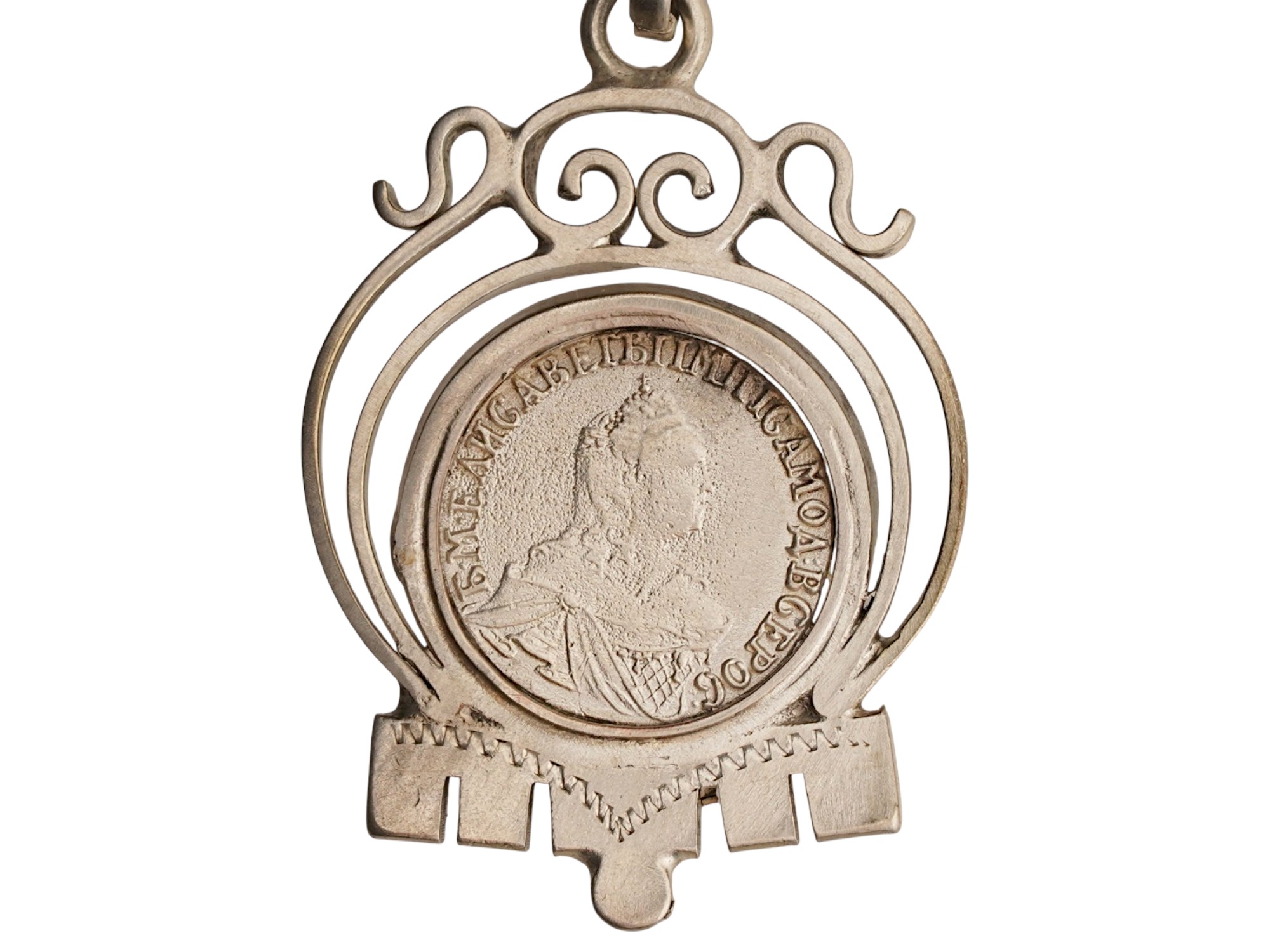 RUSSIAN SILVER FOB DIAMOND WATCH AND CHATELAINE SET PIC-5