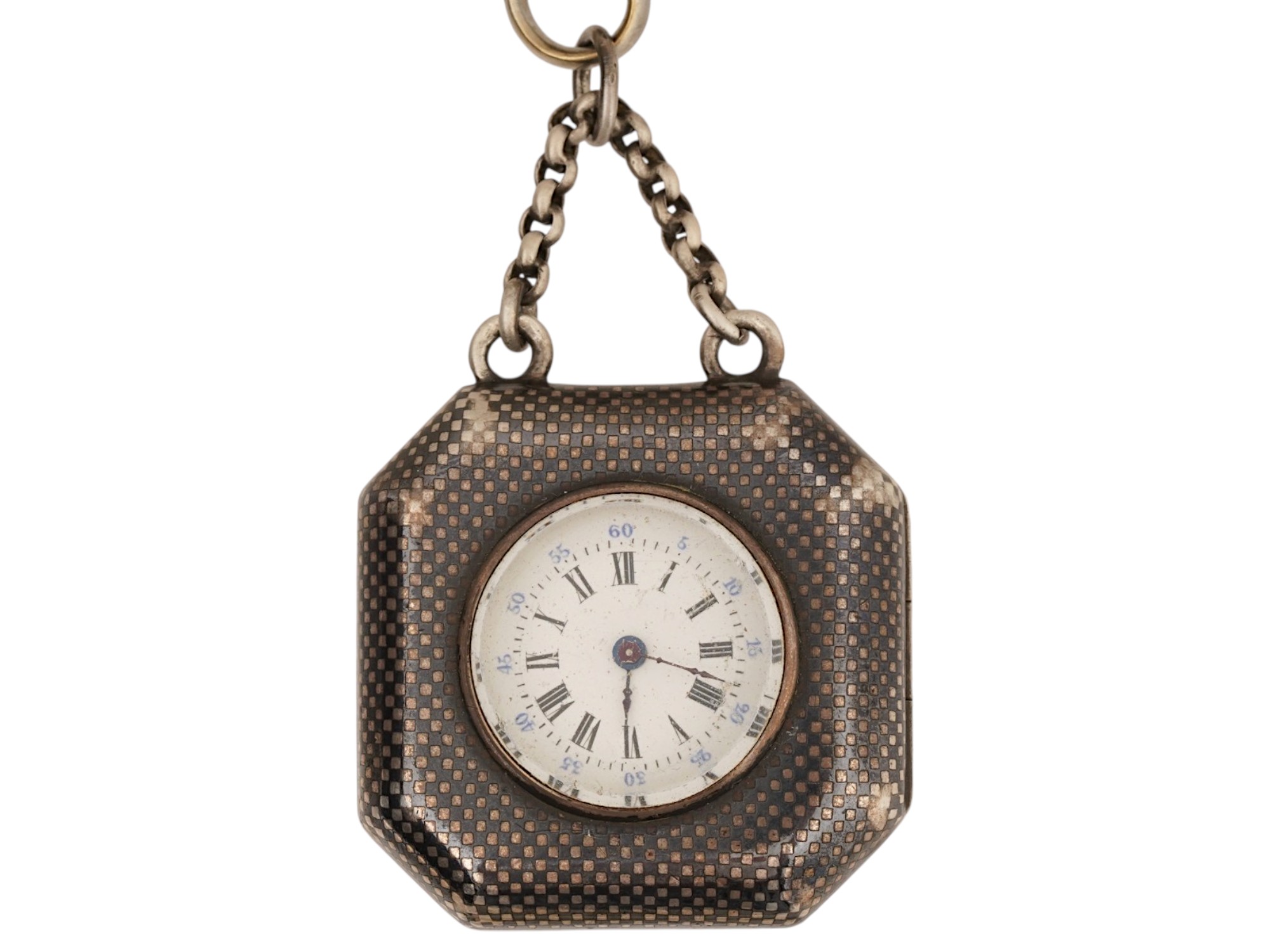 RUSSIAN SILVER FOB DIAMOND WATCH AND CHATELAINE SET PIC-4