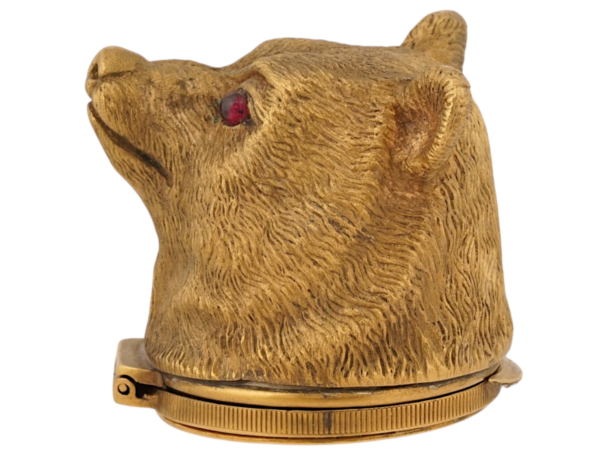 RUSSIAN GILT SILVER WITH DIAMONDS BEAR PILL BOX PIC-1