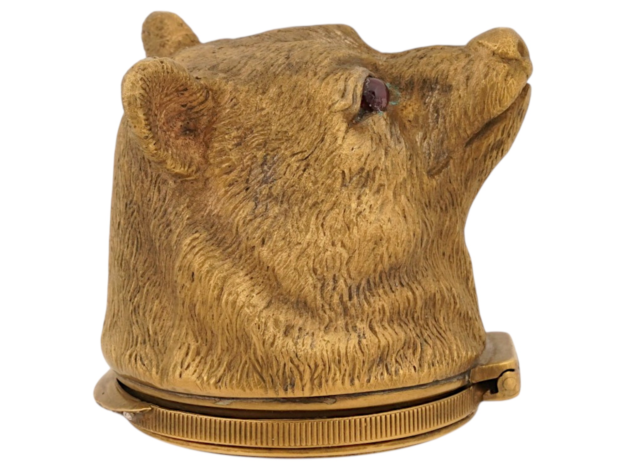 RUSSIAN GILT SILVER WITH DIAMONDS BEAR PILL BOX PIC-3