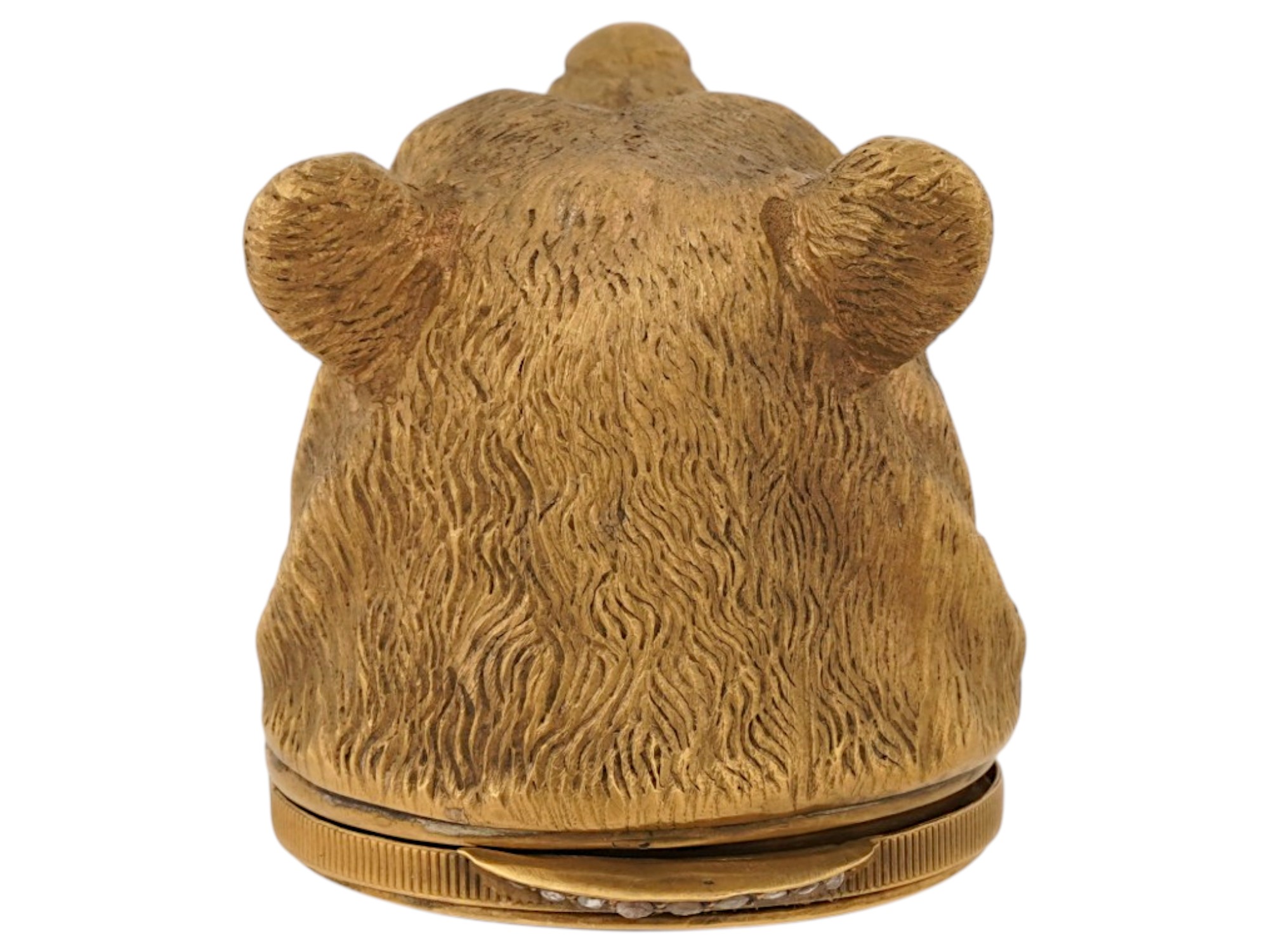 RUSSIAN GILT SILVER WITH DIAMONDS BEAR PILL BOX PIC-4