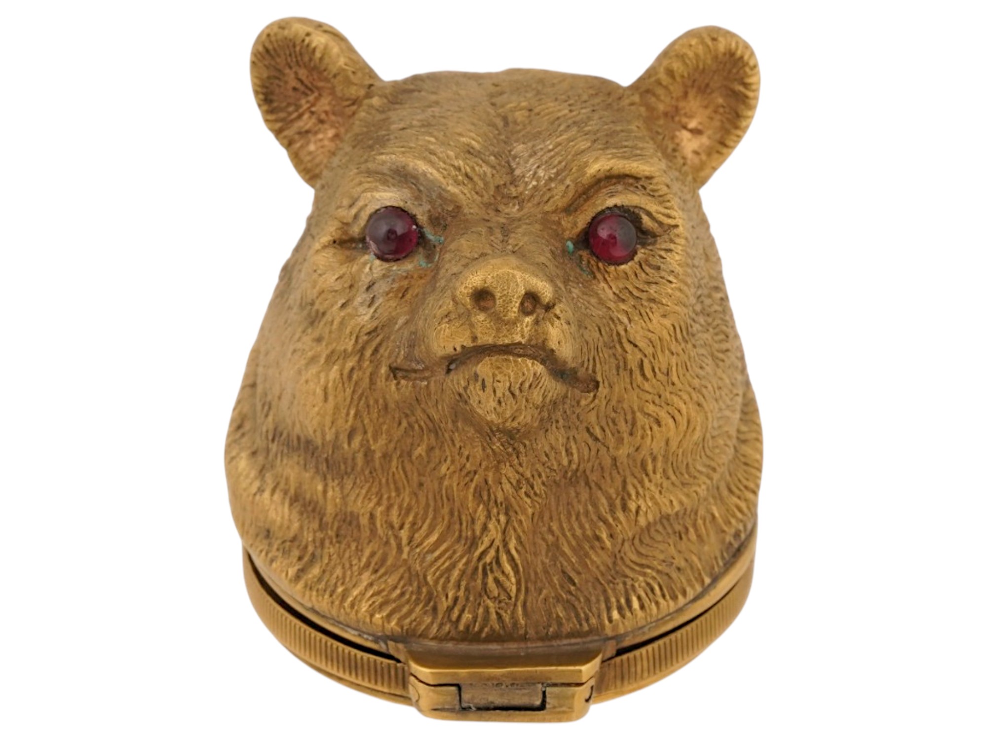RUSSIAN GILT SILVER WITH DIAMONDS BEAR PILL BOX PIC-2