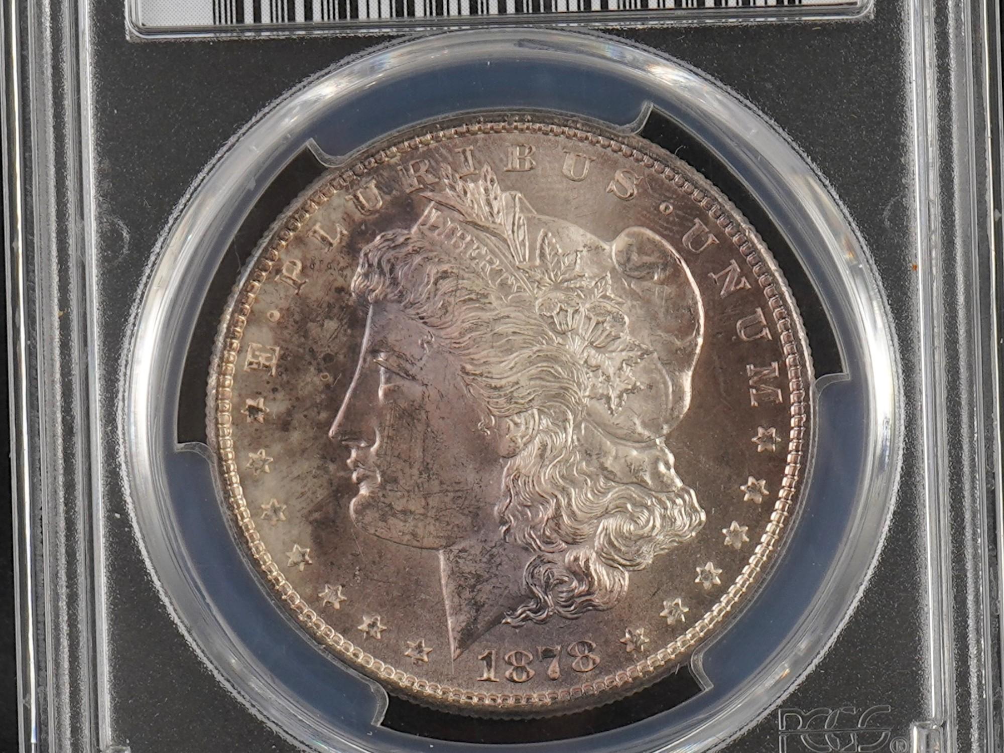 ANTIQUE AMERICAN 1878 S MORGAN SILVER DOLLAR GRADED PIC-2