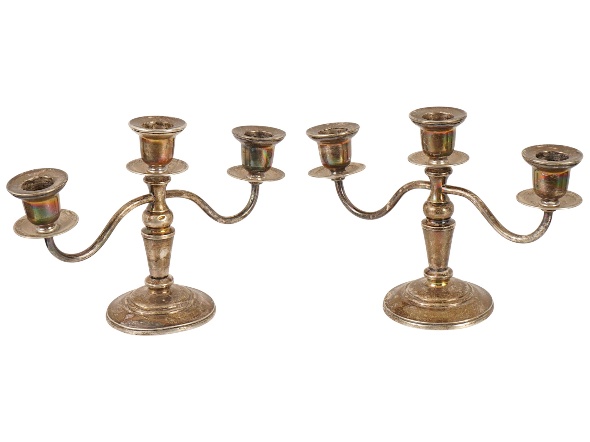 PAIR OF VINTAGE STERLING SILVER CANDELABRAS PIC-