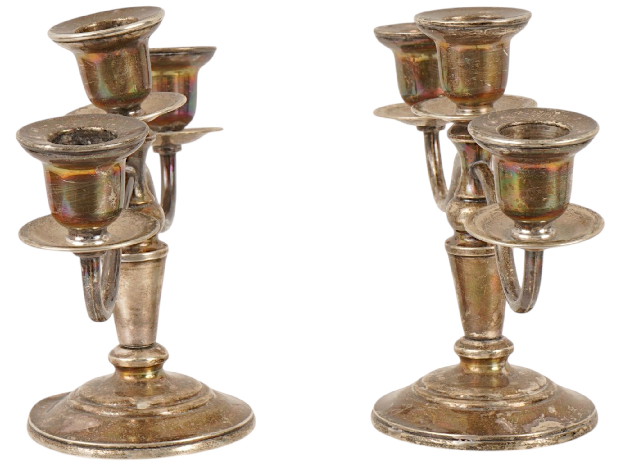 PAIR OF VINTAGE STERLING SILVER CANDELABRAS PIC-2