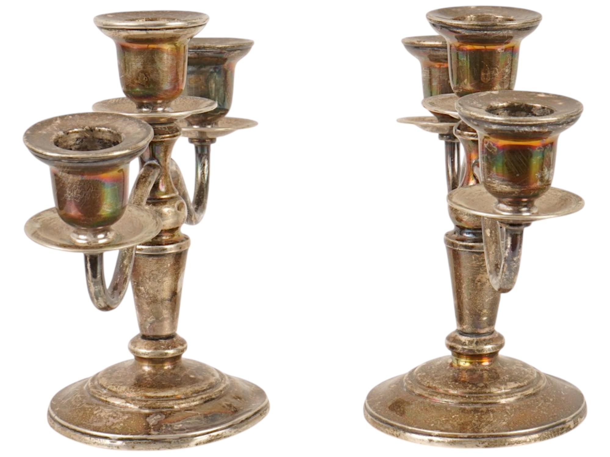 PAIR OF VINTAGE STERLING SILVER CANDELABRAS PIC-4