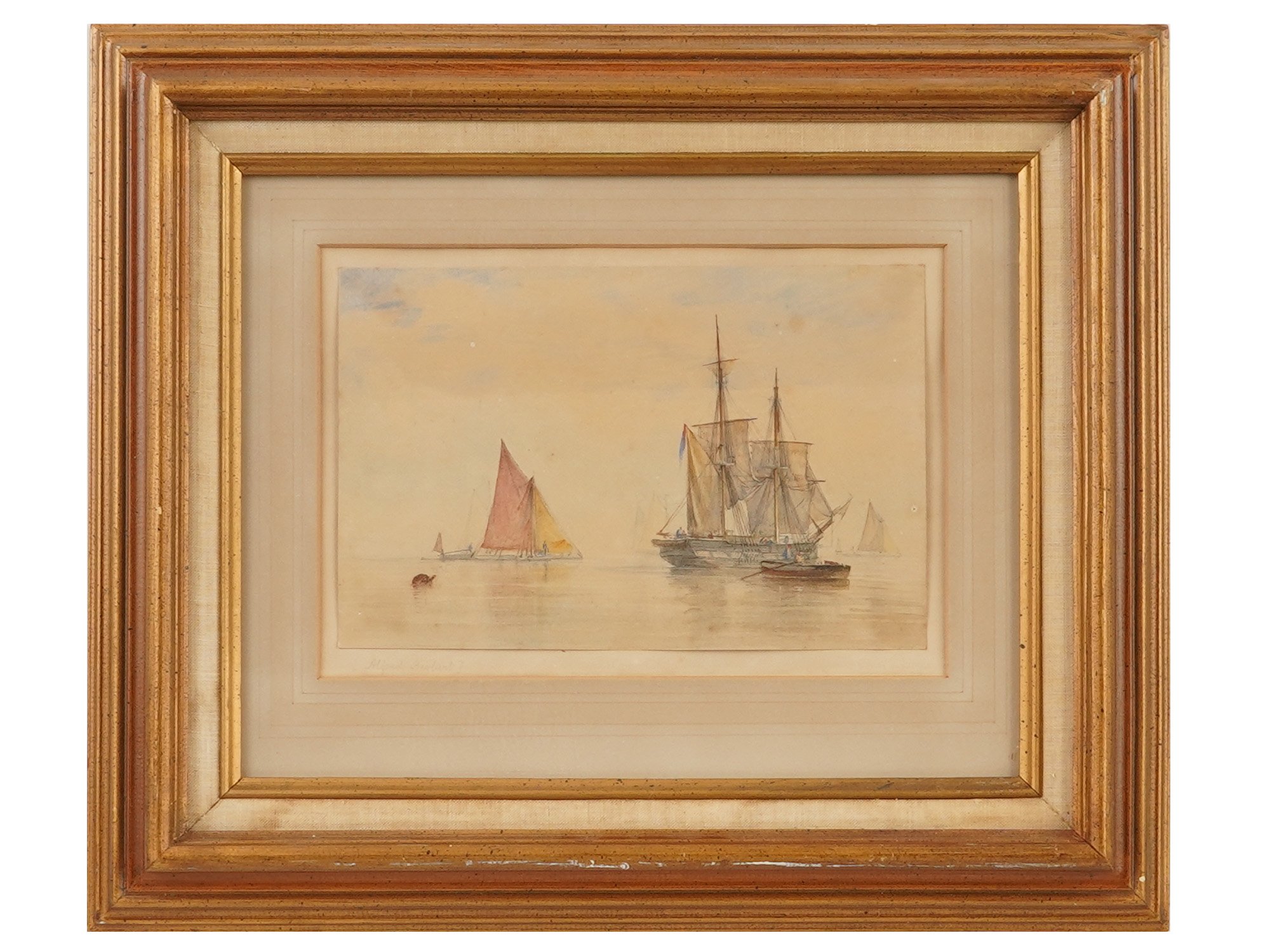 ALFRED HERBERT BRITISH SEASCAPE WATERCOLOR PAINTING PIC-
