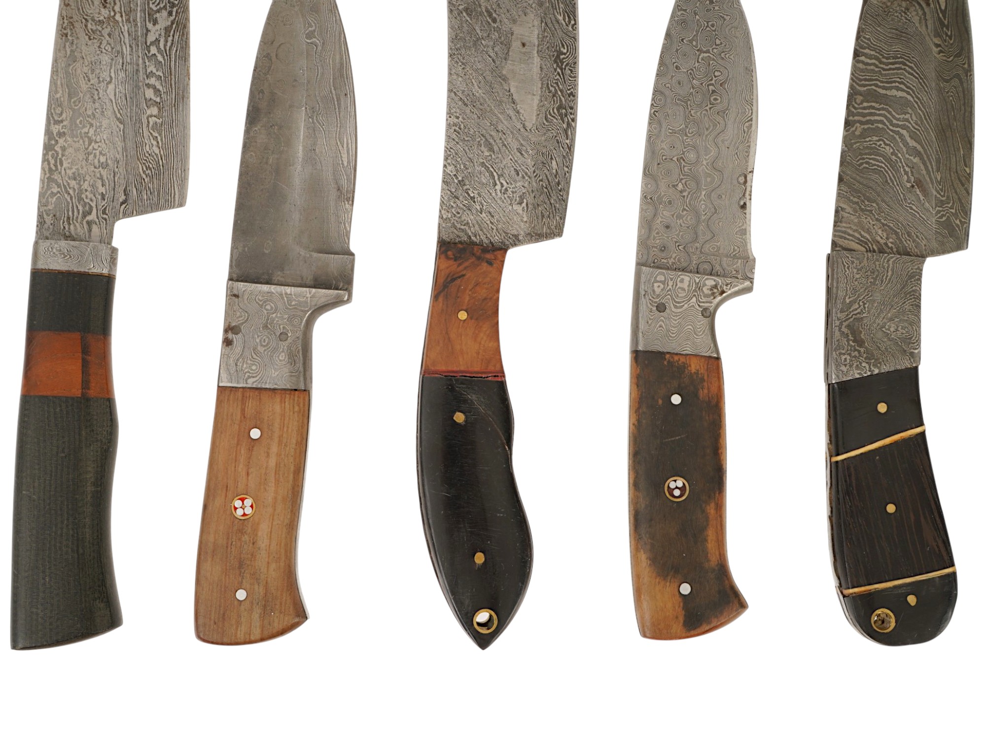 COLLECTION OF FIVE VINTAGE DAMASCUS STEEL KITCHEN KNIFE PIC-5