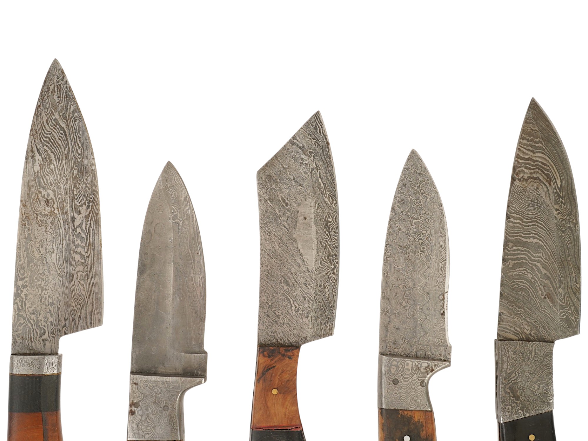 COLLECTION OF FIVE VINTAGE DAMASCUS STEEL KITCHEN KNIFE PIC-3