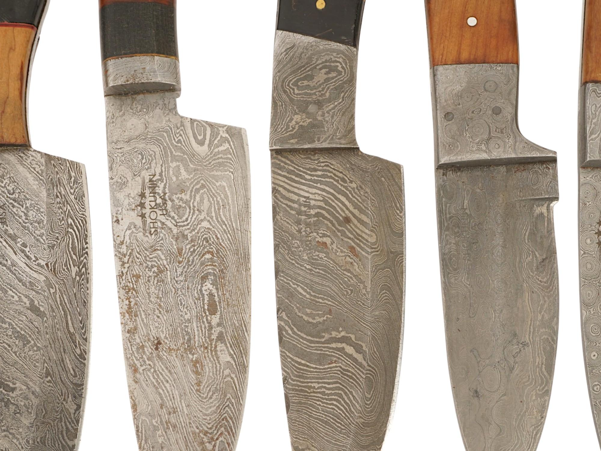 COLLECTION OF FIVE VINTAGE DAMASCUS STEEL KITCHEN KNIFE PIC-4