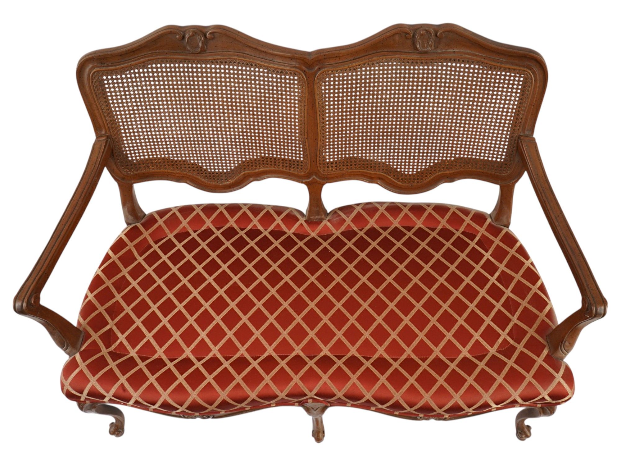 FRENCH LOUIS XV PROVINCIAL STYLE CANE BACK SETTEE PIC-2