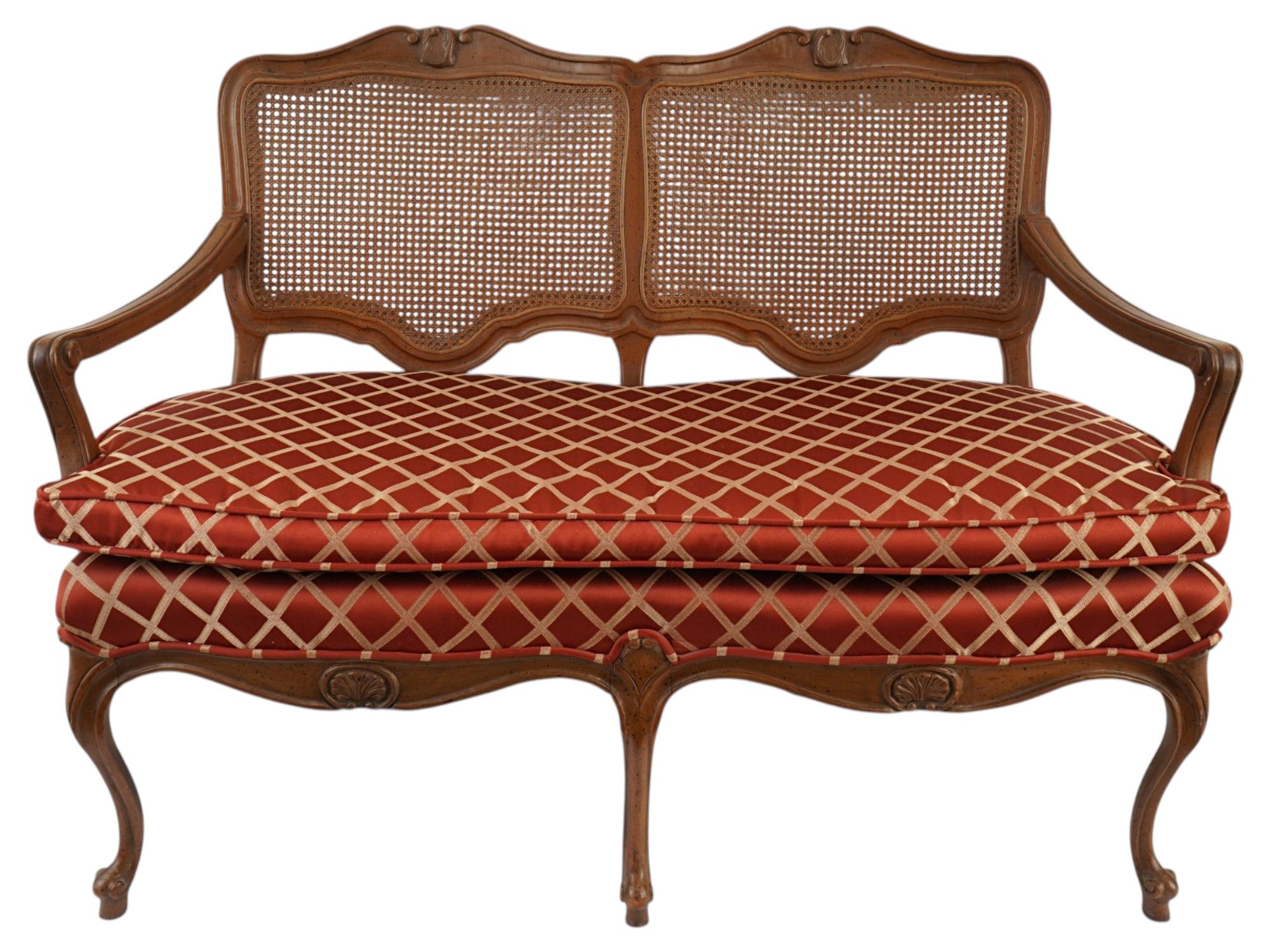 FRENCH LOUIS XV PROVINCIAL STYLE CANE BACK SETTEE PIC-