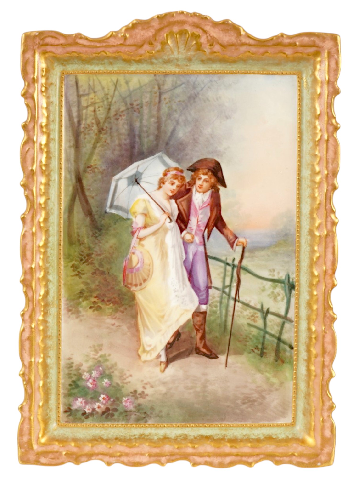 ANTIQUE FRENCH LIMOGES PAINTED PORCELAIN PLAQUE PIC-