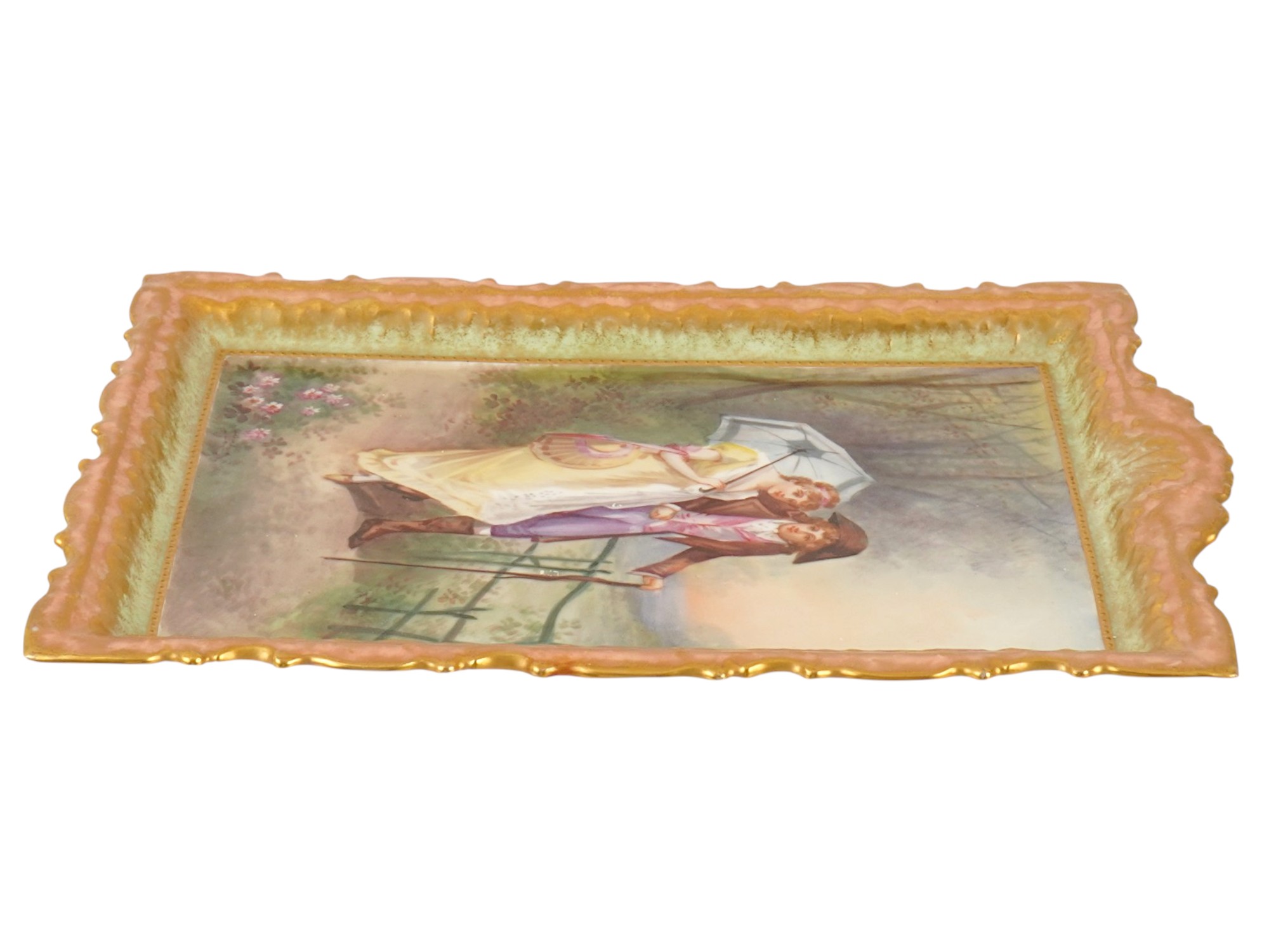 ANTIQUE FRENCH LIMOGES PAINTED PORCELAIN PLAQUE PIC-2