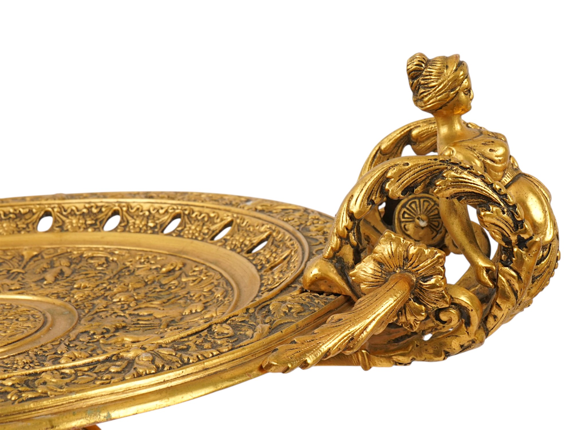 ANTIQUE FRENCH RENAISSANCE REVIVAL GILT BRONZE TAZZA PIC-8