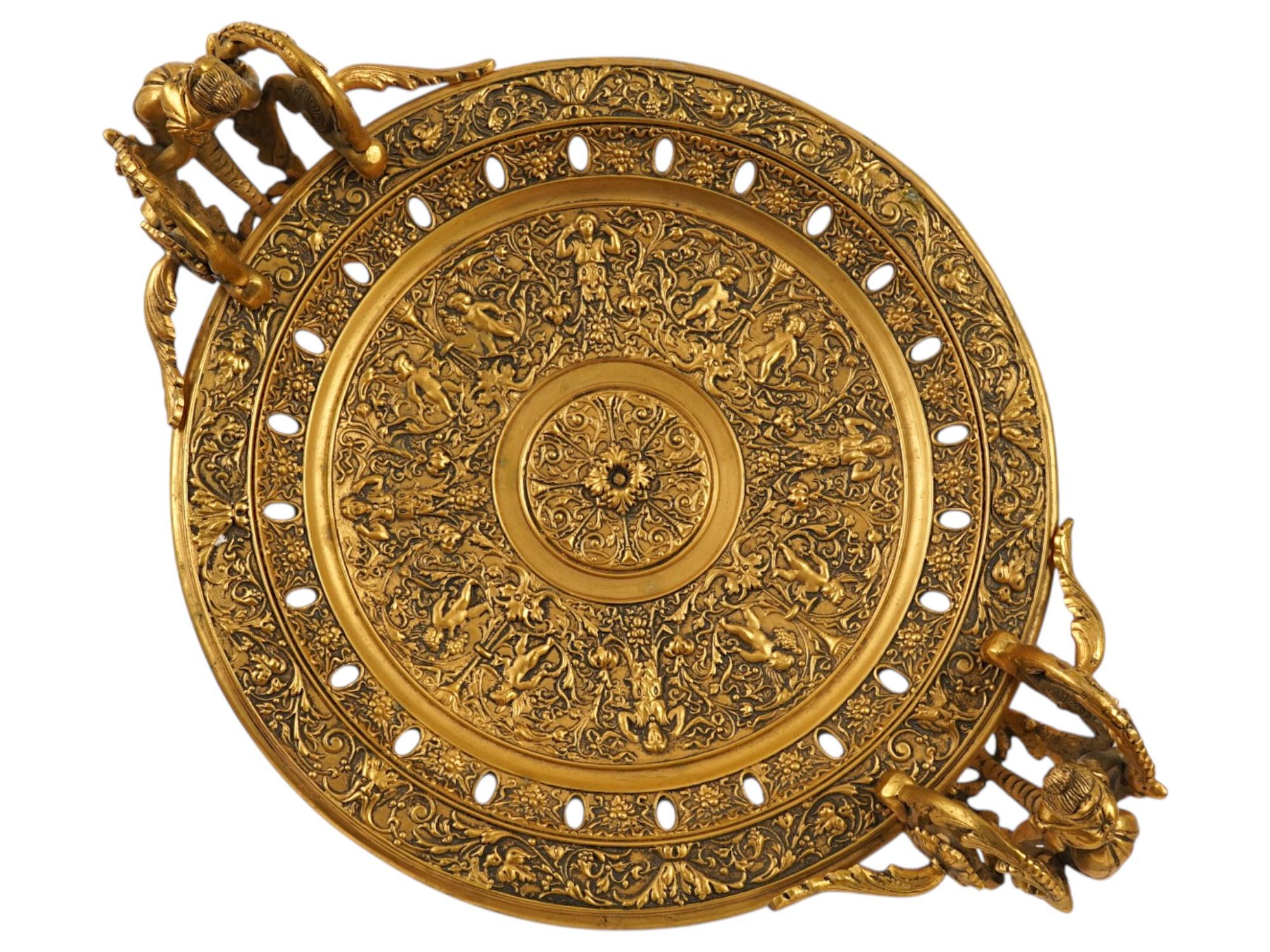 ANTIQUE FRENCH RENAISSANCE REVIVAL GILT BRONZE TAZZA PIC-5