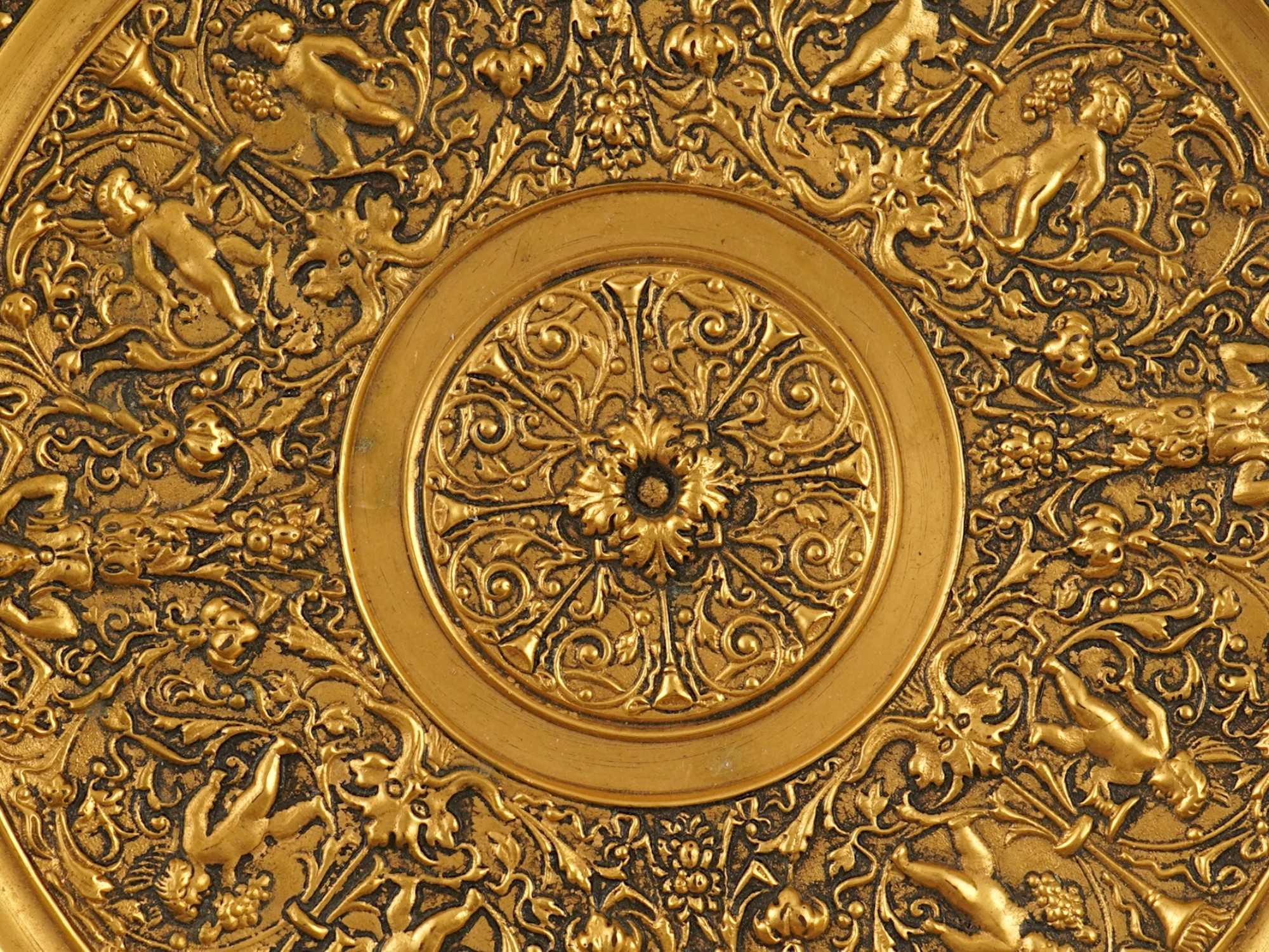 ANTIQUE FRENCH RENAISSANCE REVIVAL GILT BRONZE TAZZA PIC-7