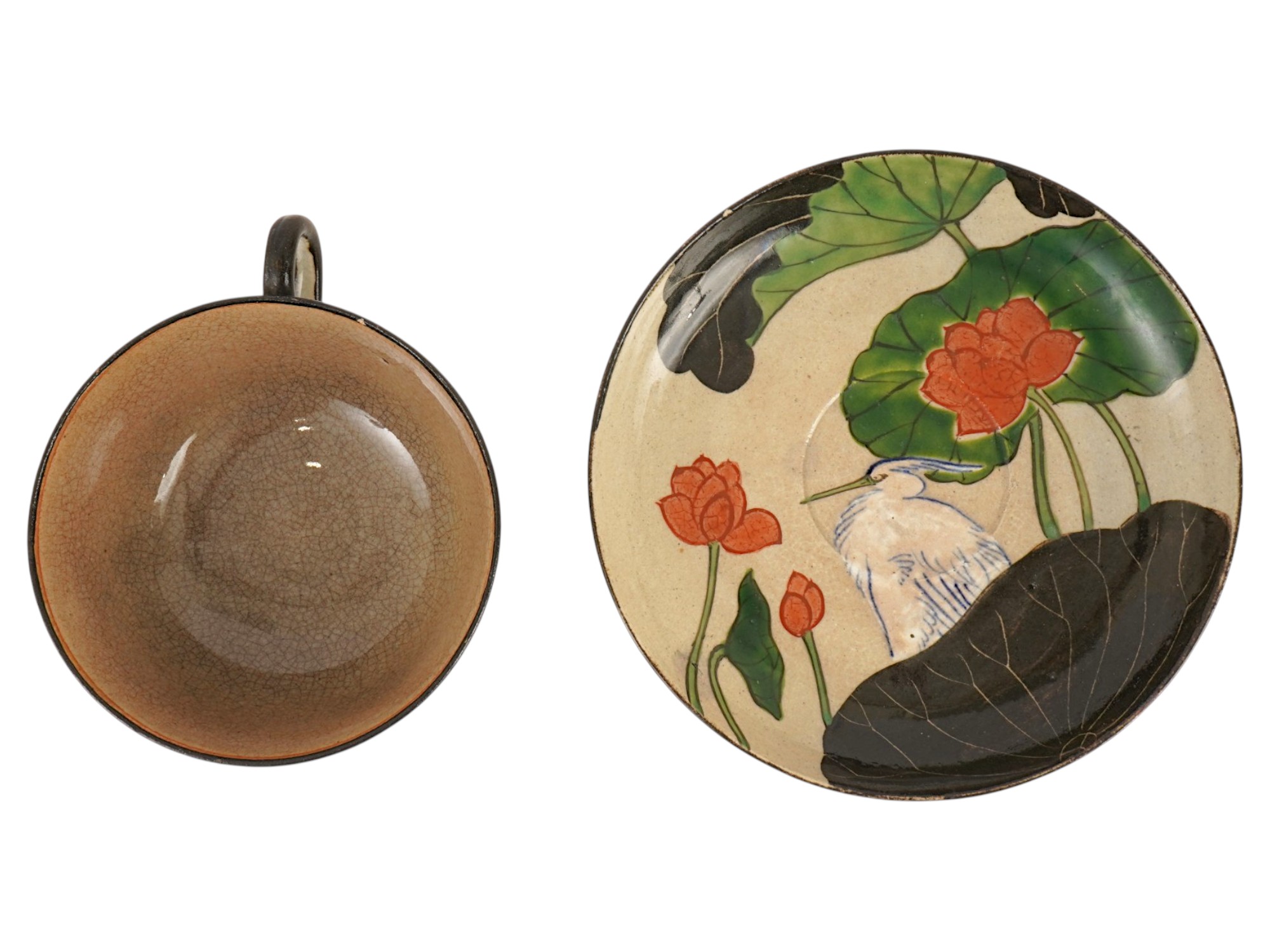 JAPANESE OGATA KENZAN CERAMIC CUP AND SAUCER PIC-3