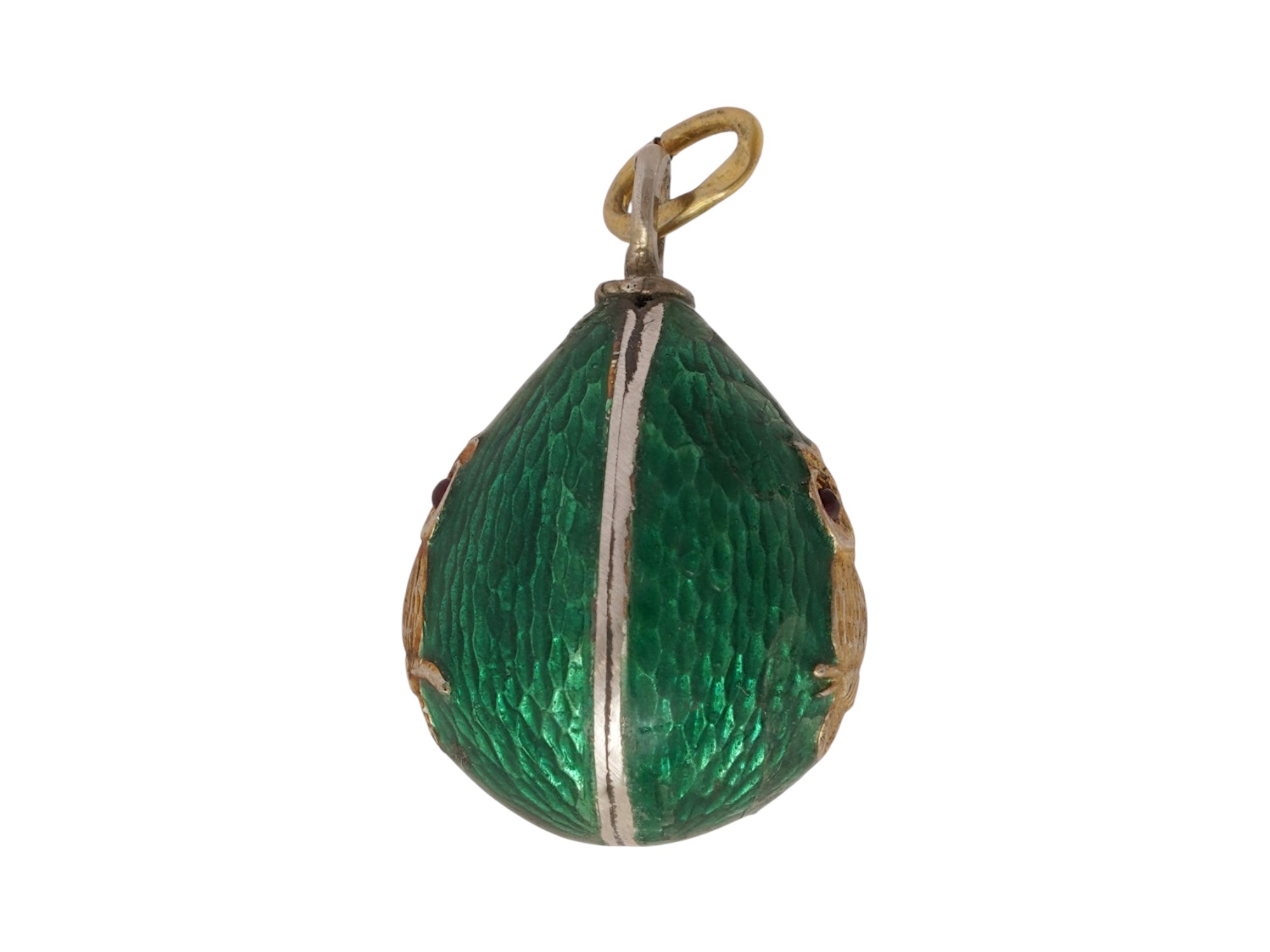 RUSSIAN SILVER GUILLOCHE ENAMEL EASTER EGG PENDANT PIC-1